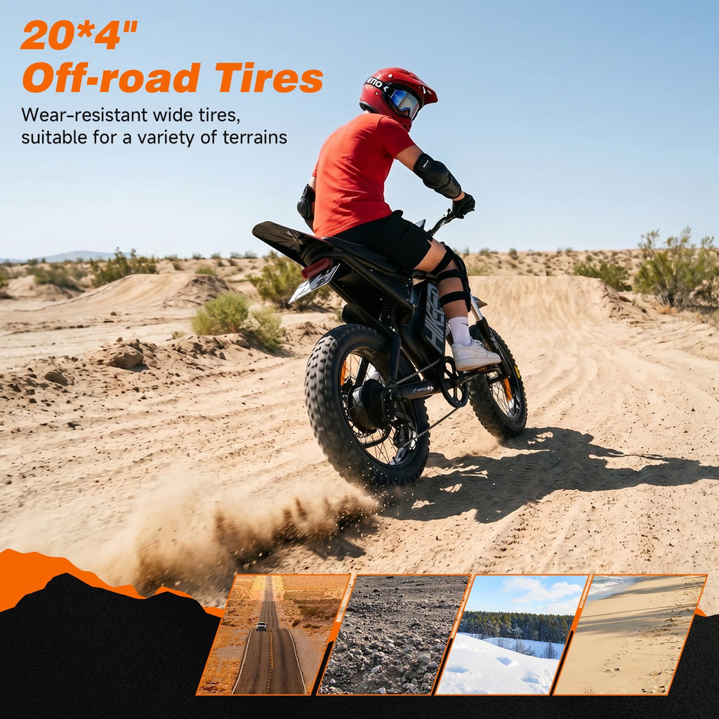HiKeep 750W 1500W Fat Tire Electric Bike for Adults, 48V 17.5Ah Battery Ebike, Full Suspension E-Bike, Long Range Mountain Electric Bicycle, UL2849