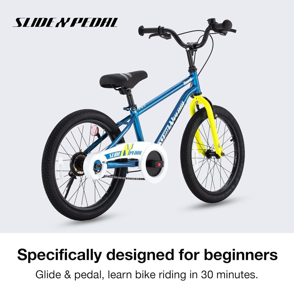 Christmas Gift Slide and Pedal 18in Kids Bike EZ Balance Pedal Switchable Bicycle, 18 Inch, Blue