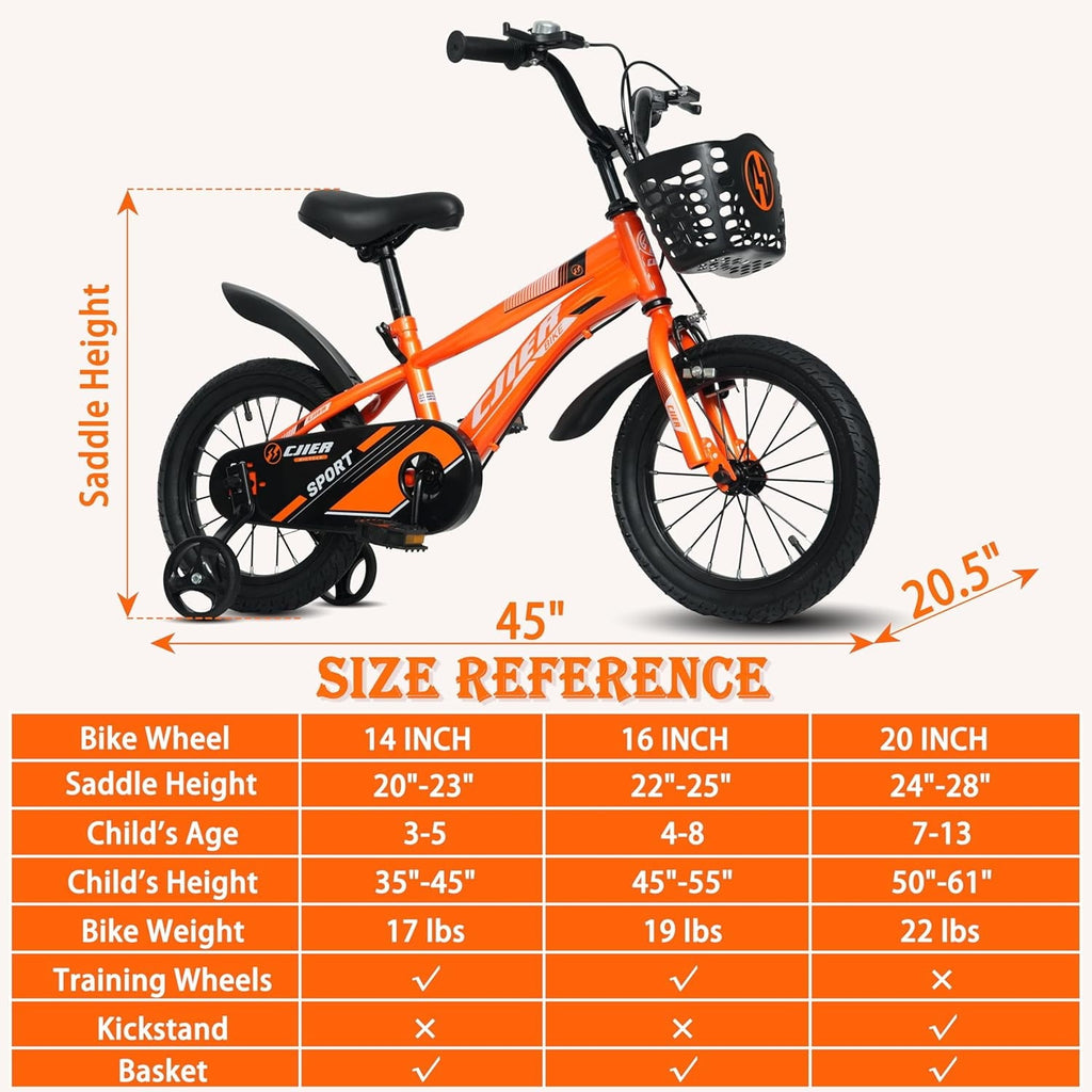 NEORIVER 14 Kids Bikes for Girls and Boys, Kids' Bicycles with Training Wheels, Ages 3-5 Years