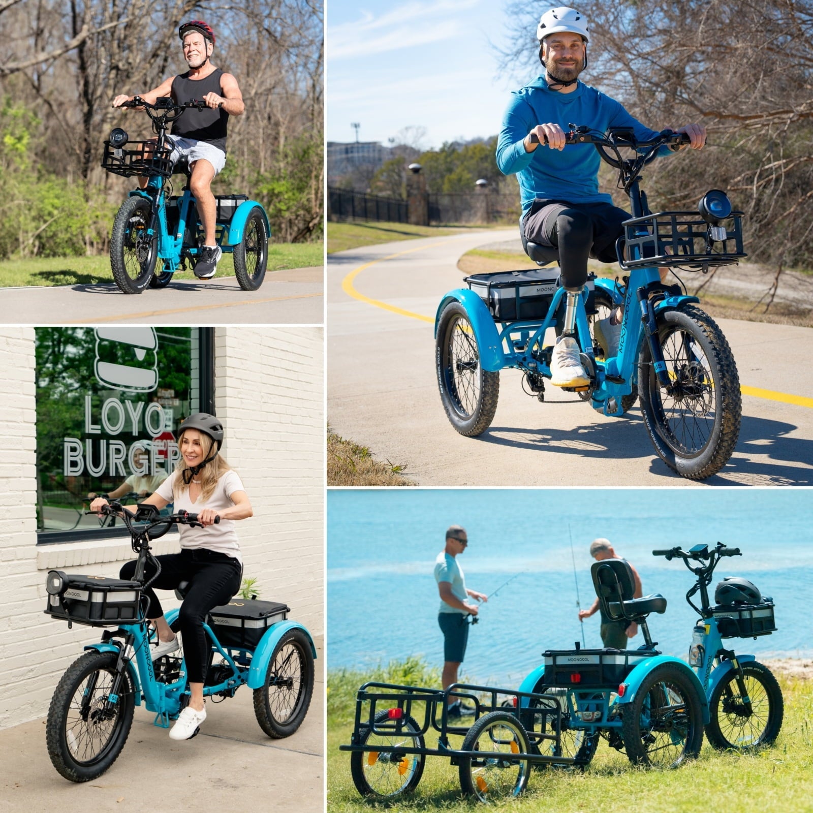 MOONCOOL TK Pro Foldable Electric Tricycle W/ Rearview mirror accessory Kit, 1500W Motor 48V 20Ah Battery, 20 Fat Tire Three Wheel 6-Speed Electric Mountain Bicycle for Adults