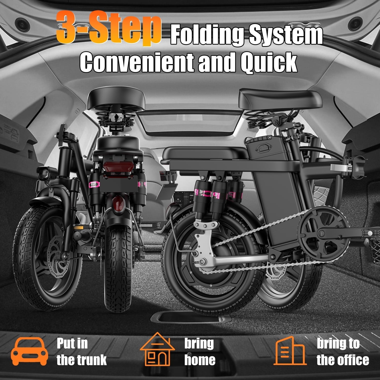 ASKGO F9 Adult Folding Electric Bike, 1200W 25 MPH 25 Miles, 48V 13Ah Removable Battery, Meets Daily Commuting,Going Out and Playing,Give the best gift,Folding Ebike for Adult with Two Seats .UL2849