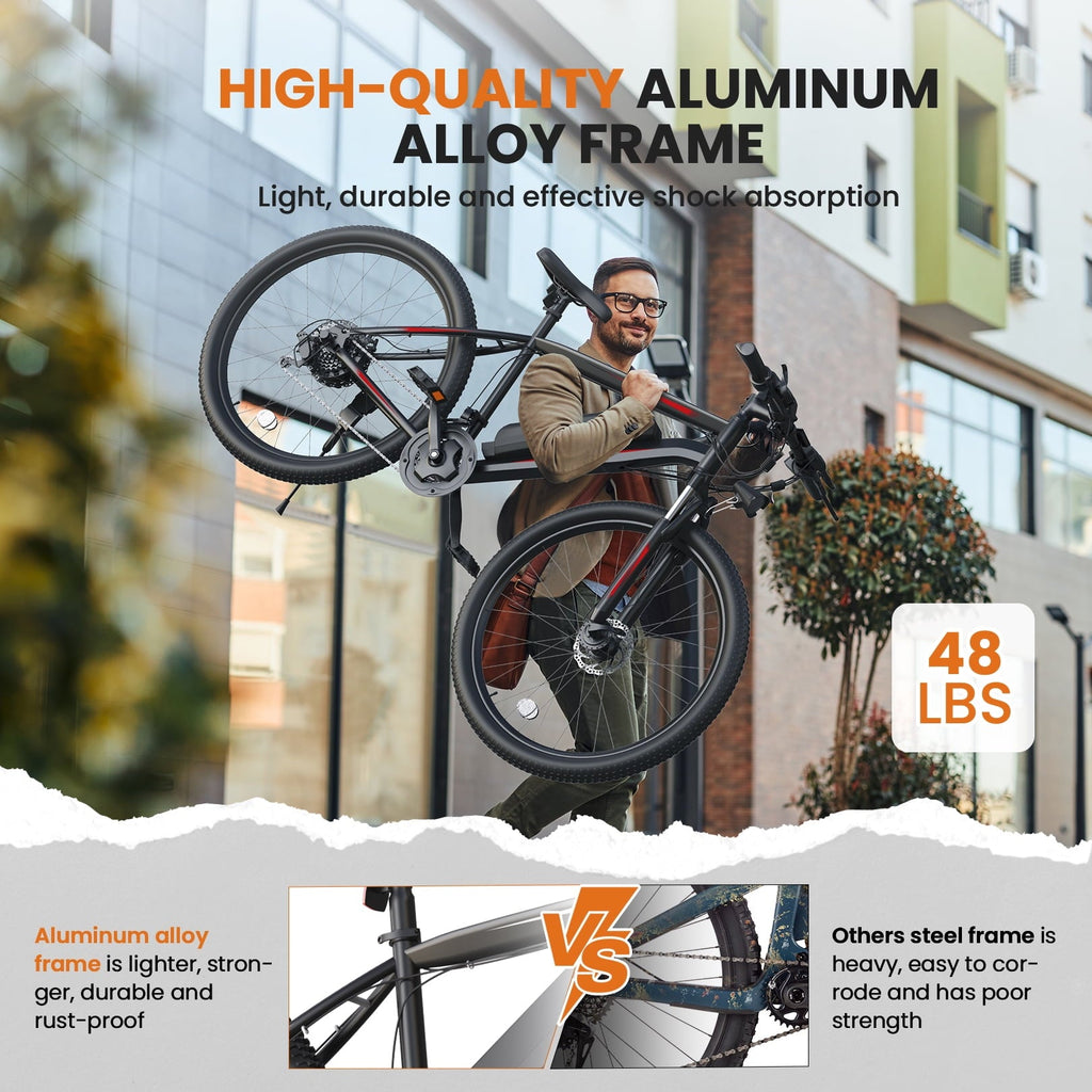 TotGuard Electric Bike for Adults 27.5 E-Bike with 500W Motor, Electric Mountain Bike with 48V 10Ah Battery, Lockable Suspension Fork, Shimano 21 Speed Gears UL2849