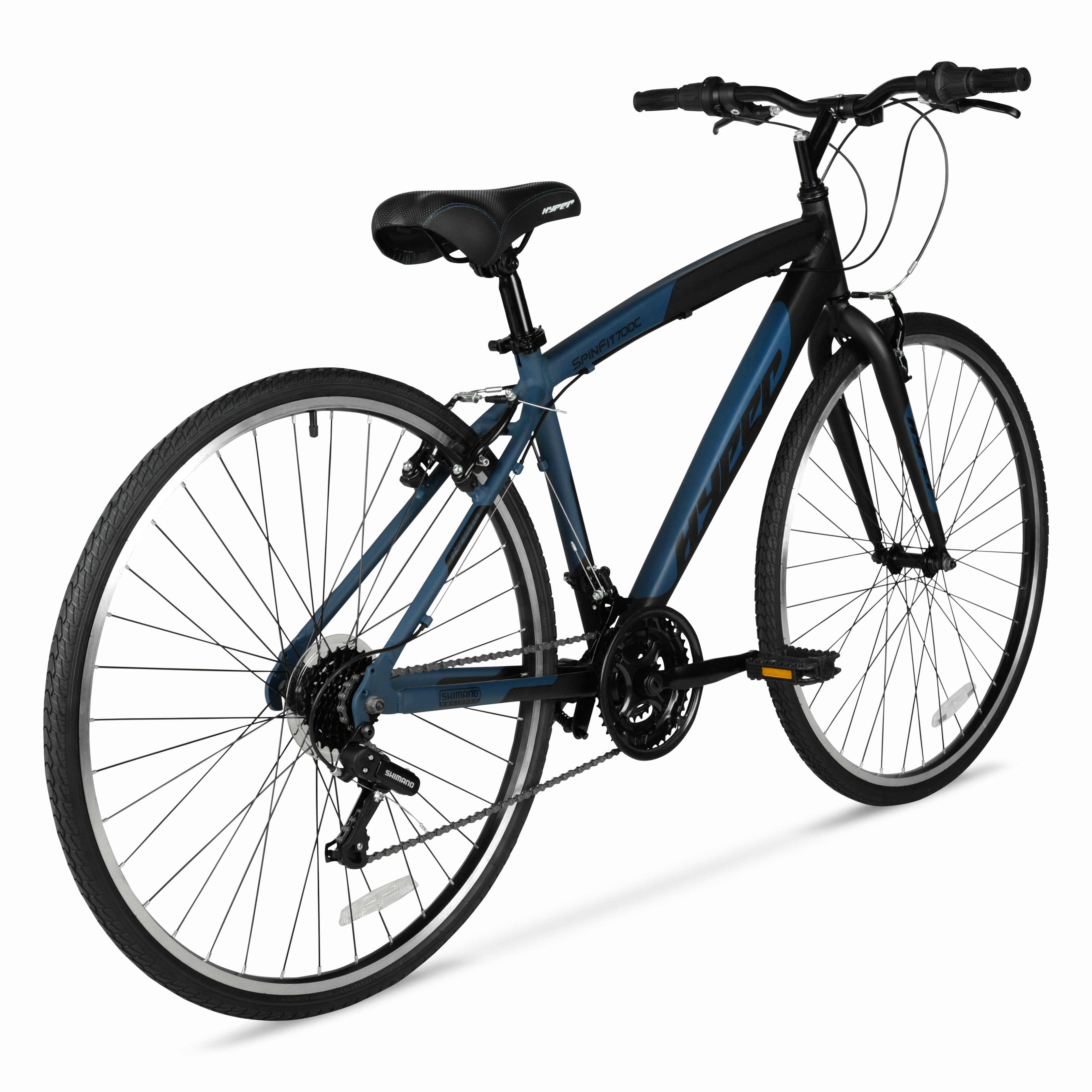 Hyper Bicycles 700c Men's Spin Fit Hybrid Bike, Adults Ages 14+, Black/Blue