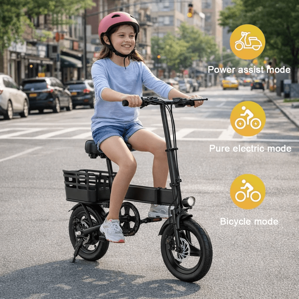 14 Folding Electric Bike for Adults, 500W Commuter Ebike with 350WH Battery, 20MPH & 20 Miles, UL2849, Mini Bicycle with Basket