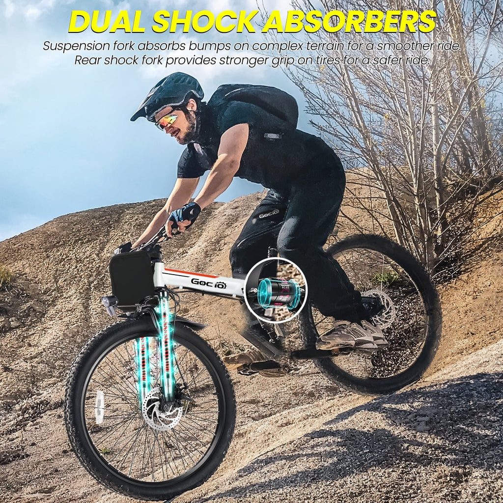 Gocio 26 Folding Electric bike for Adults, 750W Peak Motor 48V 7.8Ah Battery, 21 Speed Mountain Ebike, UL2849