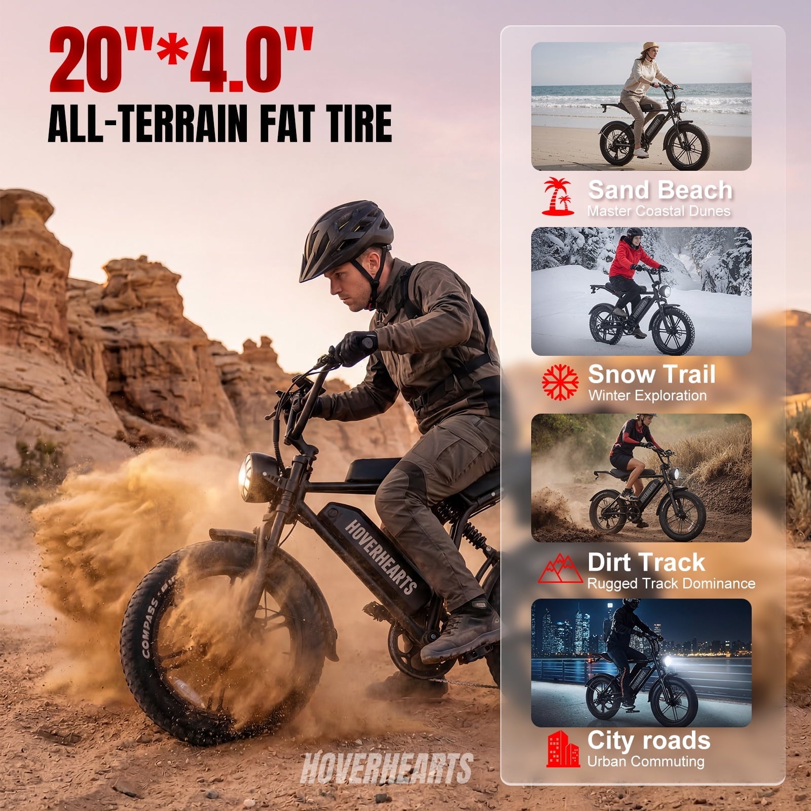 Electric Bike for Adults, 20 x 4” Fat Tire Electric Bicycle, 1500W Peak Motor 60 Miles, 48V 15Ah Removable Battery & 7 Speed Electric Mountain Bike , UL2849