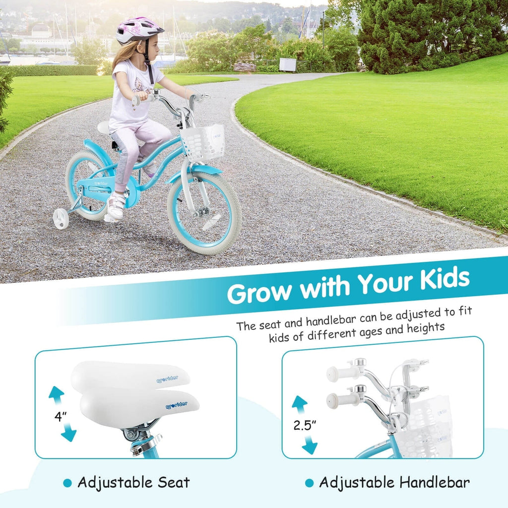 Costway 18'' Kids Bike Toddler Bicycle with Training Wheel Kickstand for 4-8 Years Old Pink