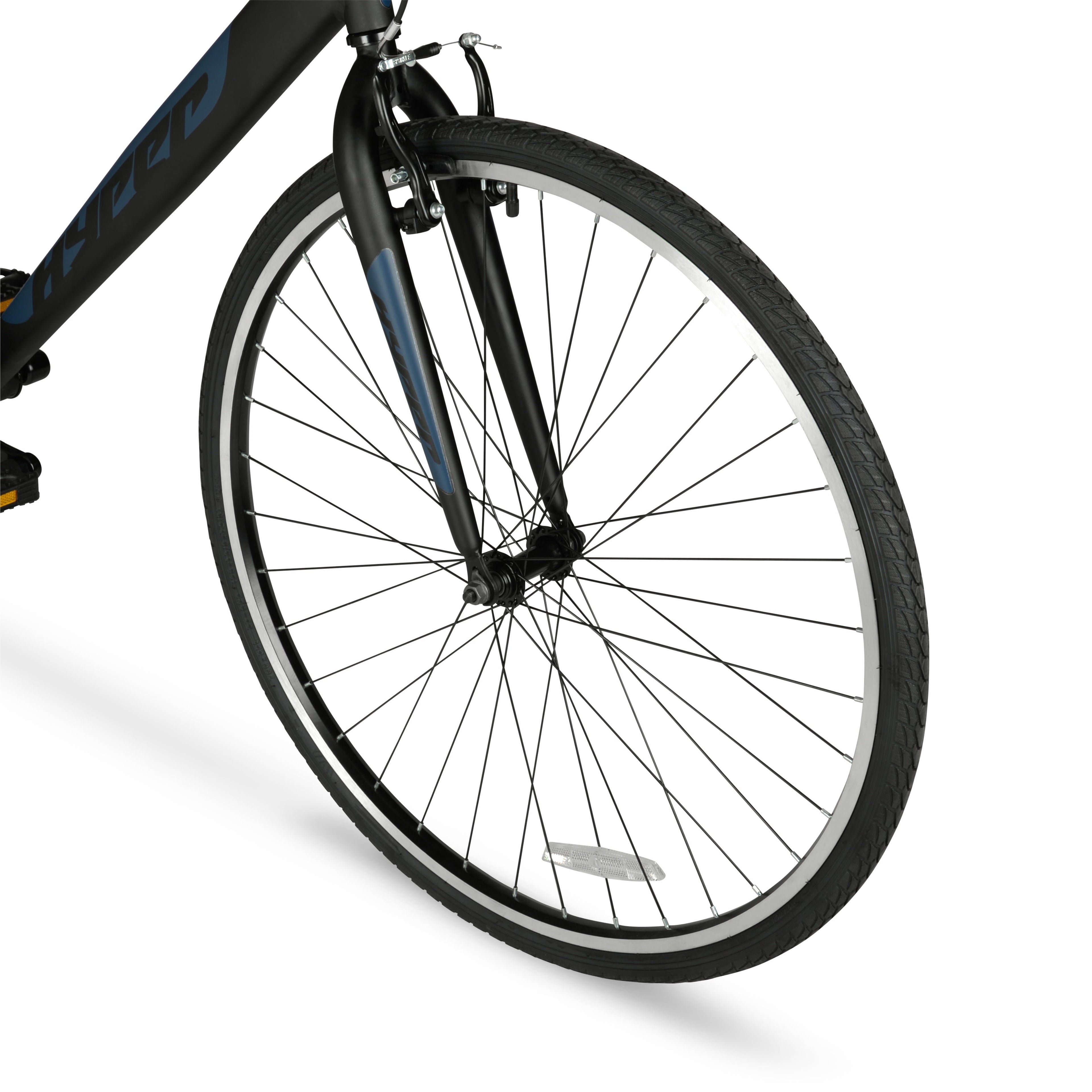 Hyper Bicycles 700c Men's Spin Fit Hybrid Bike, Adults Ages 14+, Black/Blue