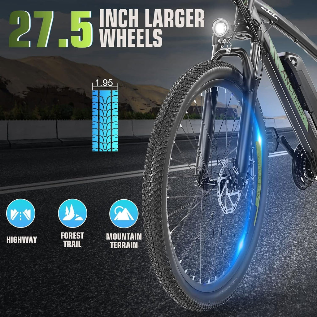 ANCHEER 500W Electric Bike for Adults 27.5 Electric Mountain Bike 3 Hours Fast Charge, Ebike for Adults with 48V 10.4Ah Removable Battery, Electric Bicycles LCD Display UL2849