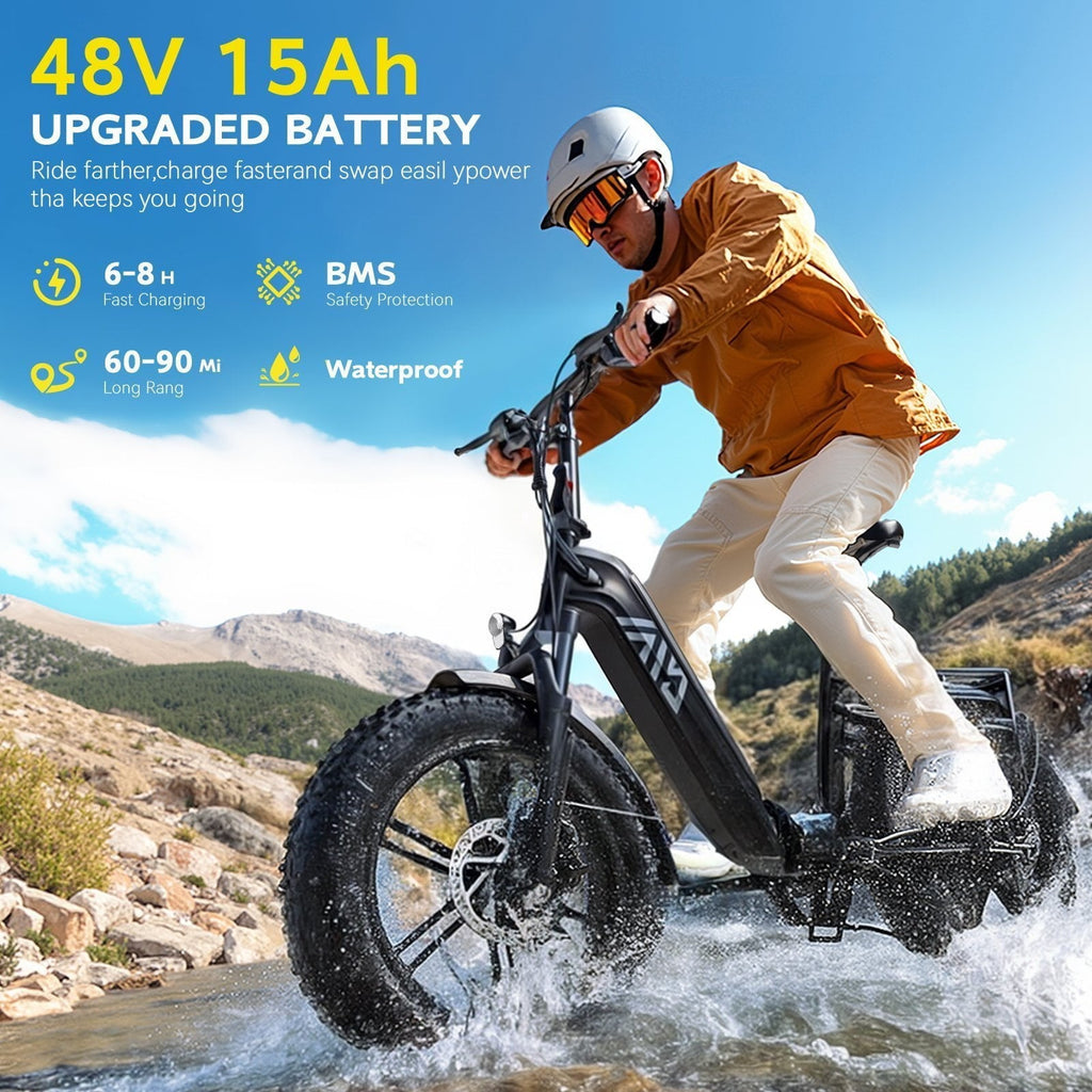 TST Electric Bike for Adult, 750W Motor 48V/15AH, UL2849, 20x4 Fat Tire Mountain E-bike, Hydraulic Disc Brakes, APP Control