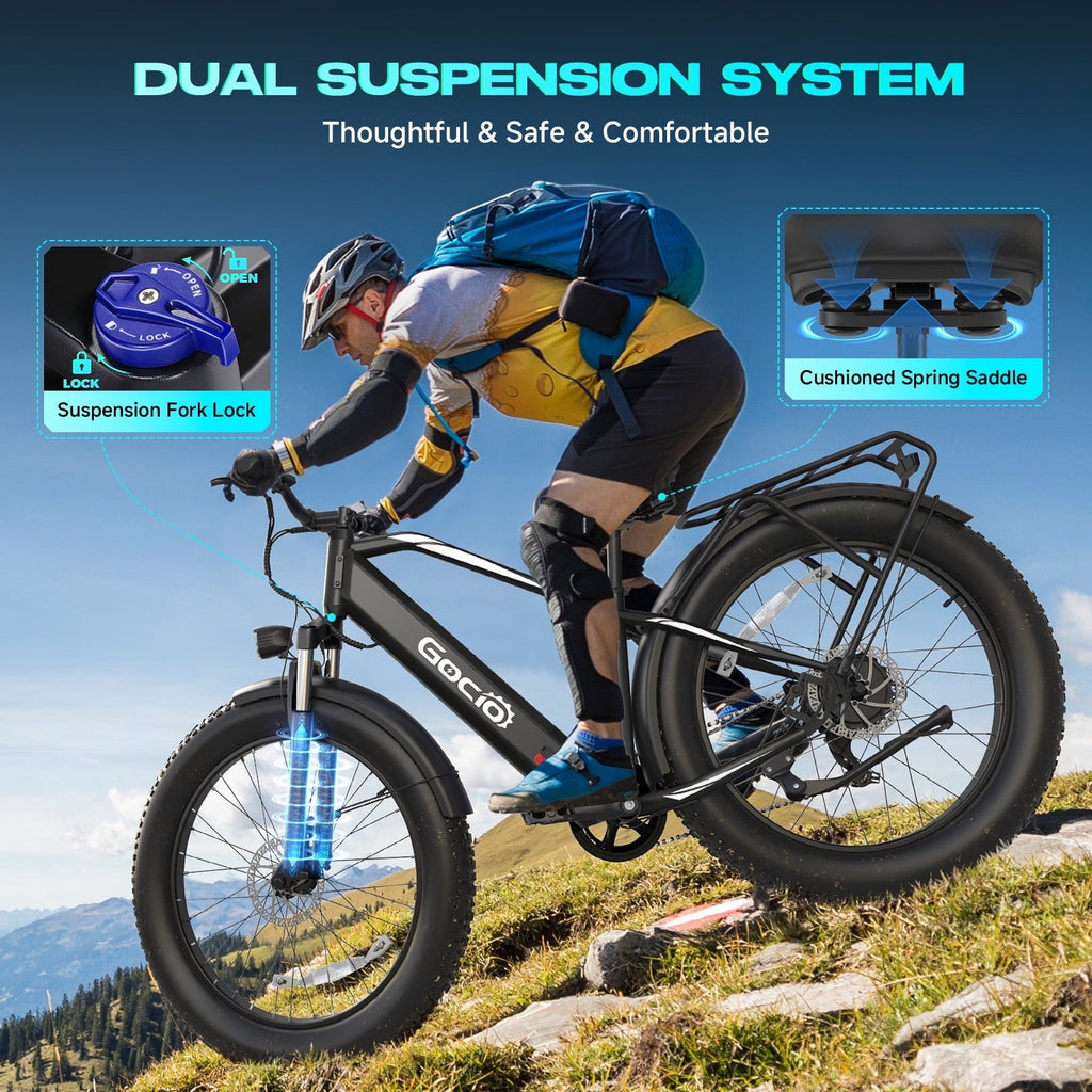 Gocio UL2849 Certified 26x4.0 Fat Tire Electric Bike for Adults, 1500W Peak Motor, 48V 15Ah Battery, 25MPH Max Speed, Off-Road Mountain E-bike