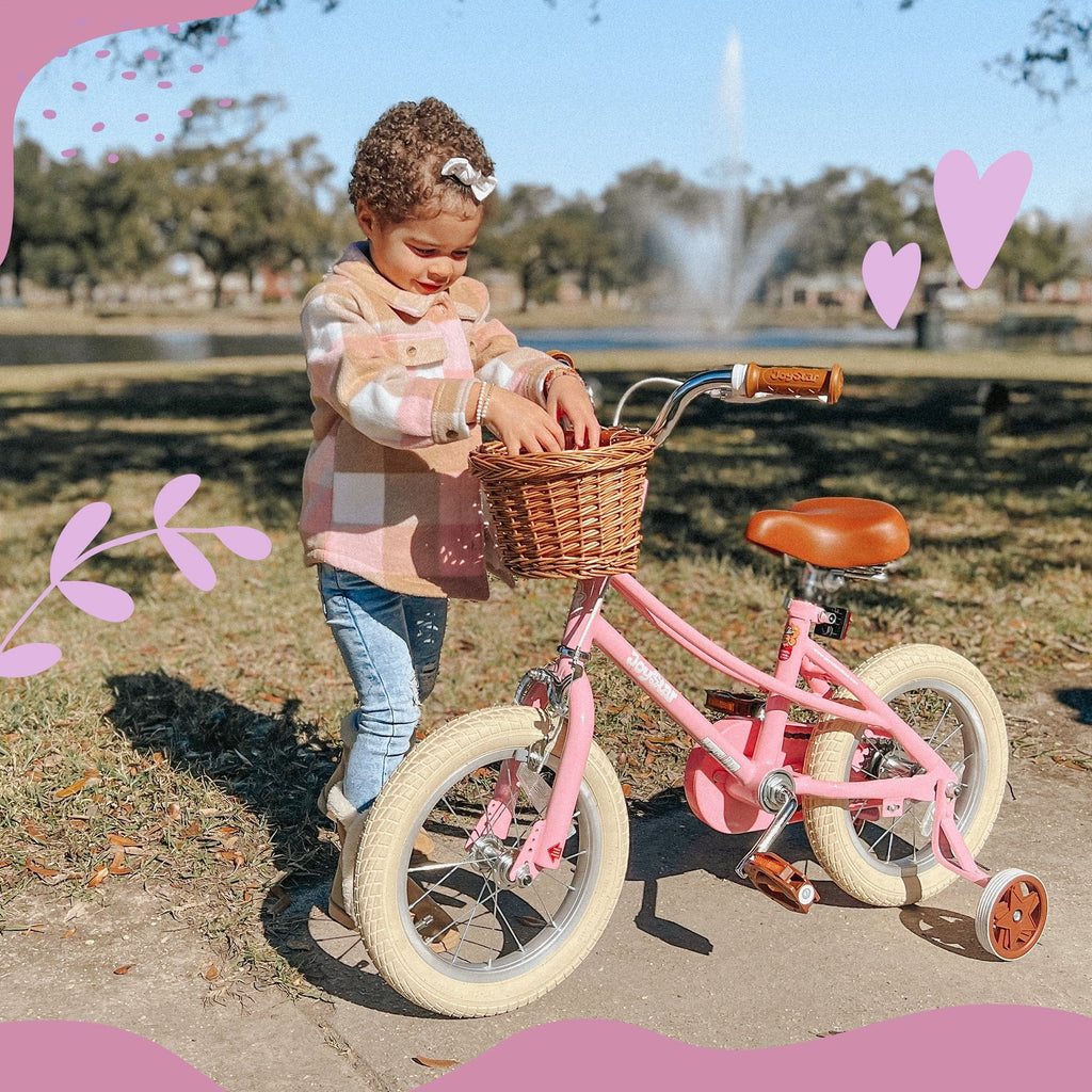 JOYSTAR Girls Bike for 2-13 Years Old Toddlers and Kids, 12 14 16 18 Kids Bike with Training Wheels & Basket, 20 Inch Kid's Bicycle with Kickstand, Retro Style Bikes