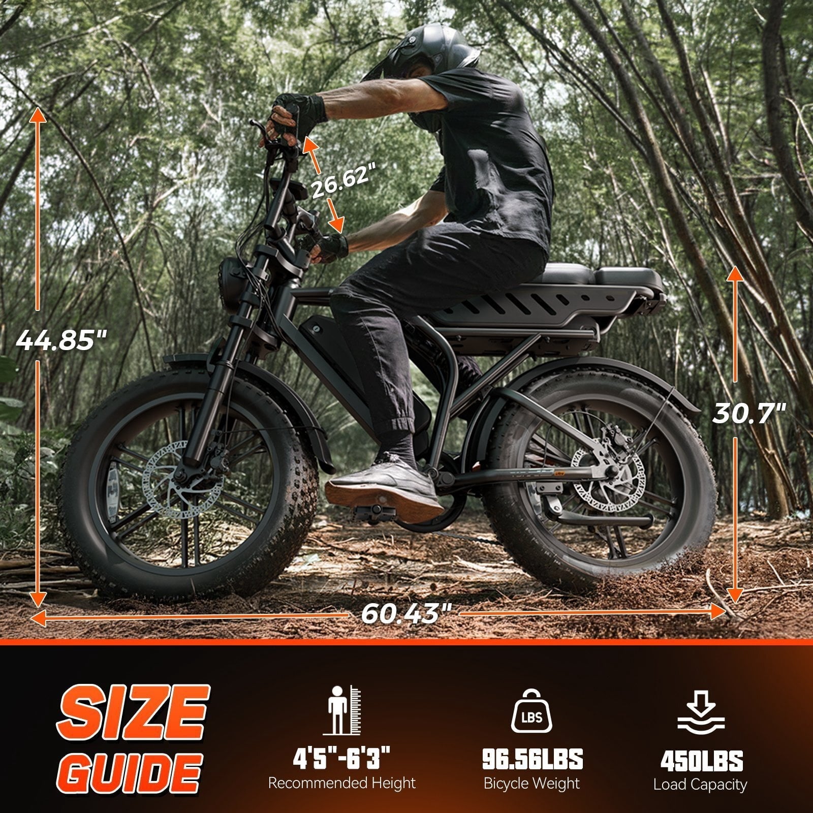 TST Electric Bike for Adults, 750W Peak 1500W Motor, 20x4 Fat Tire E Bicycle, E Mountain Bike, 48V/15AH UL2849, App Control