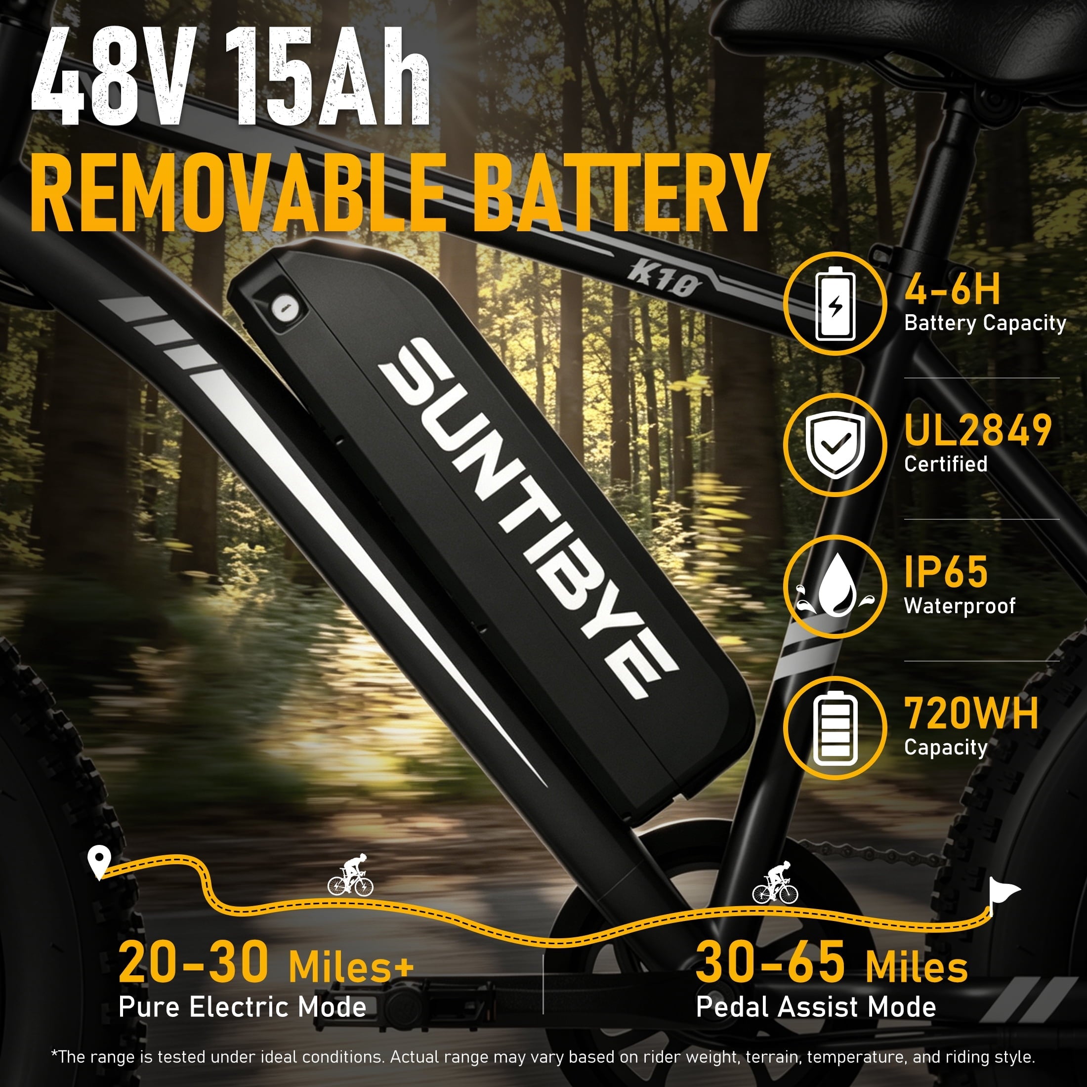 SUNTIBYE K10 Electric Bike 1000W, 48V 15Ah, 20 Fat Tire Ebike, 28MPH, E-Mountain Bike UL2849,Black