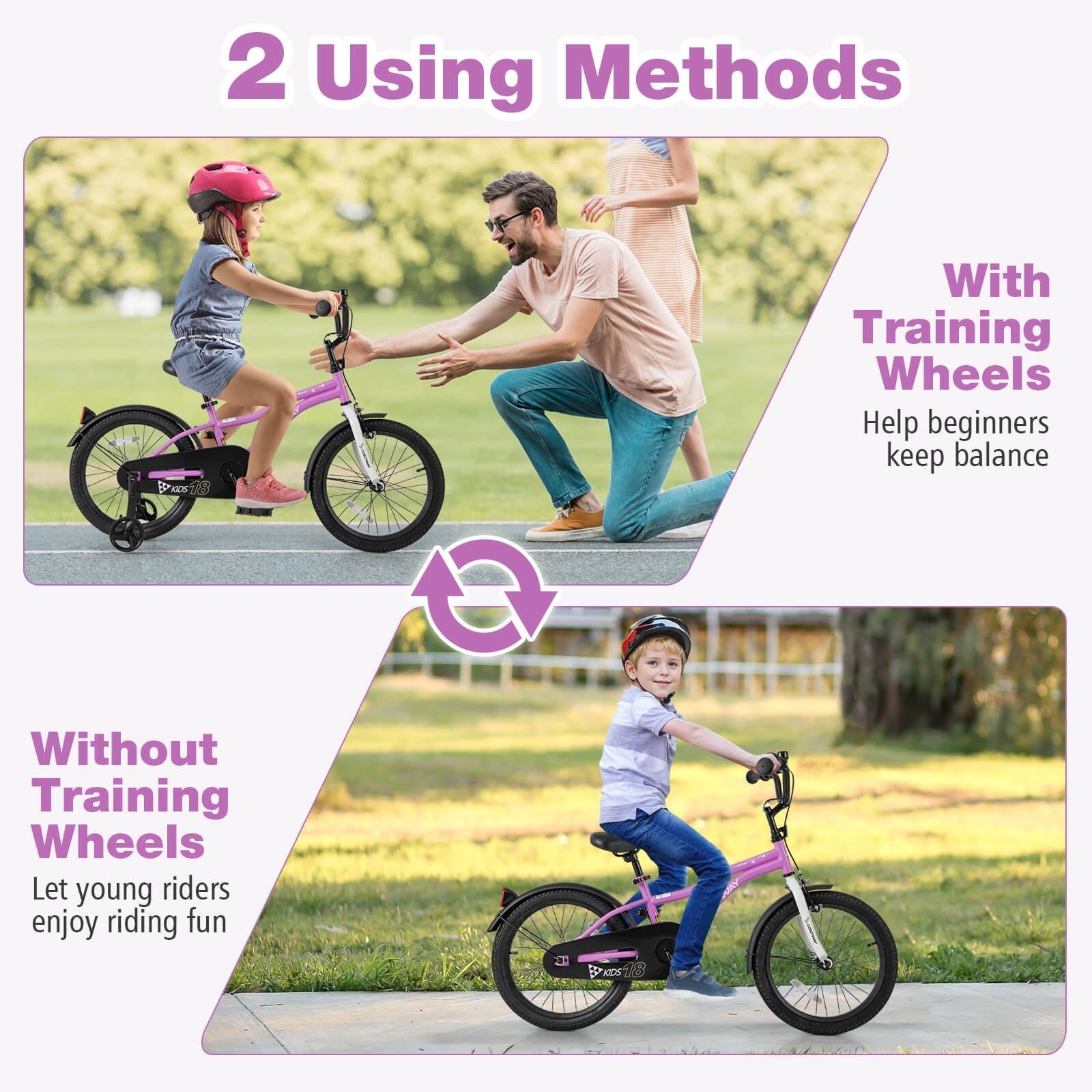 Costway 18 Kids Bike for 4-8 Years Old Boys & Girls with Adjustable Seat Handbrake Reflectors Red