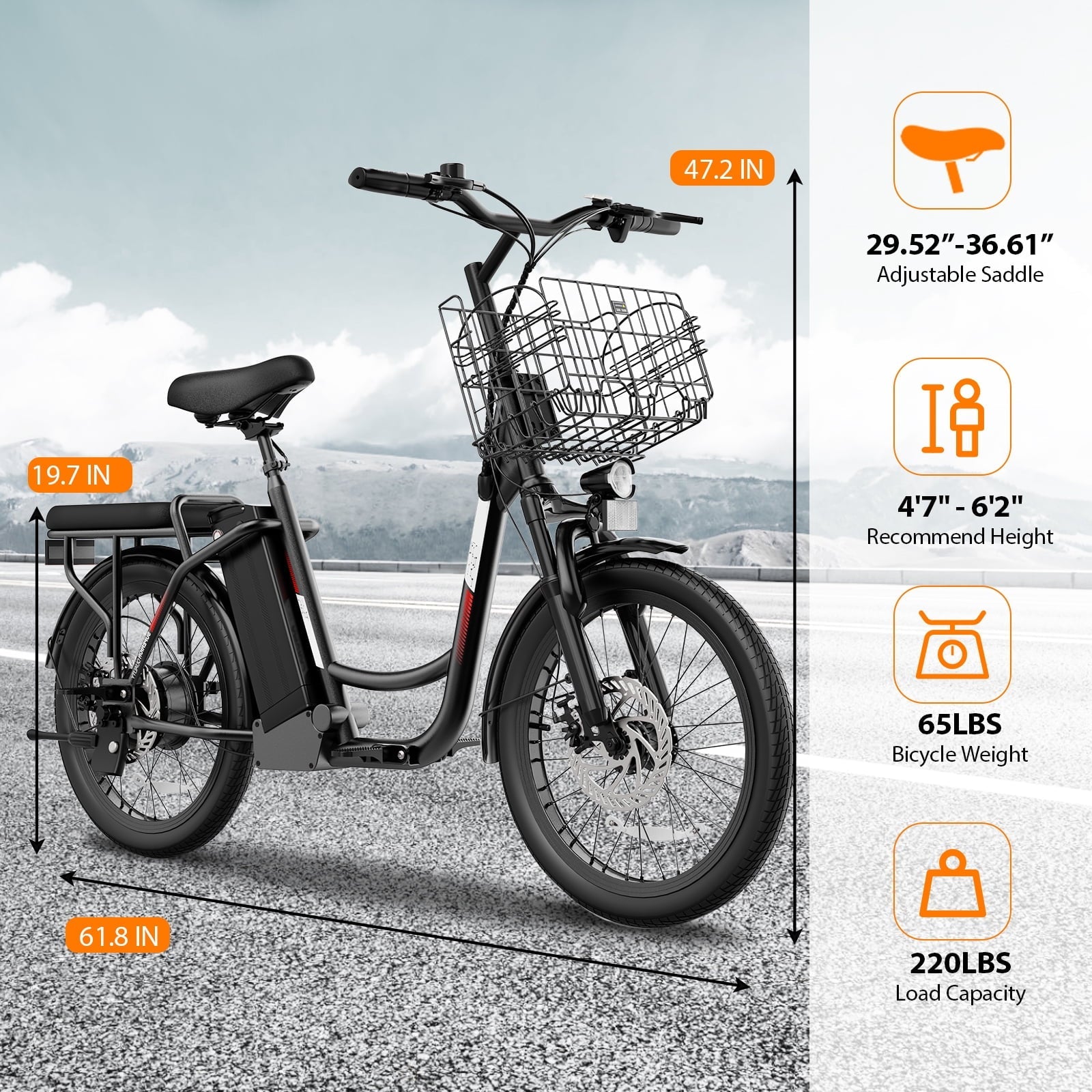 SANOPY 500W Electric Bike for Adults,48V Removable Battery,20 Mile Range&20MPH Max Speed,Electric Scooter with Seat,Commuter E-scooter for Adults and Teens,Gray,UL2272