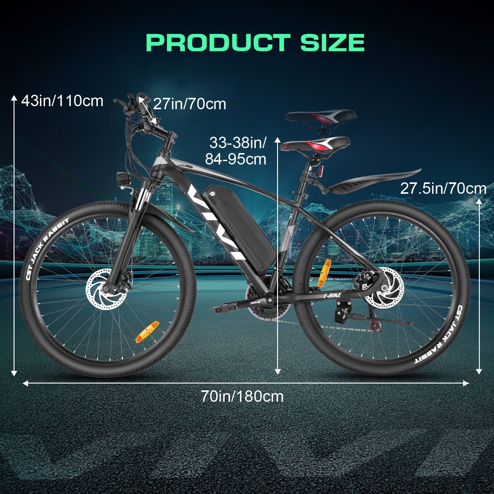 Vivi Electric Bike for Adults 27.5 Electric Mountain Bike 48V 500W High-Step Electric Bike 21 Speed Adult Commuter Bike 19.8MPH with Cruise Control, UL2849 Certified