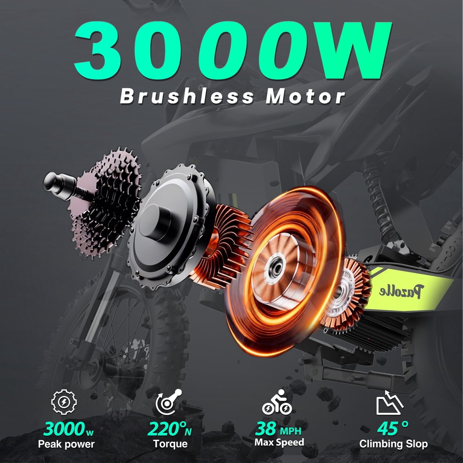 Electric Dirt Bike for Adults/Teens,Peak 2600W,Anti Theft Alarm Electric Motorcycle,60V 23AH,Max 100 Miles Removabale Battery,14/12 Tire Mountain Bike UL2849