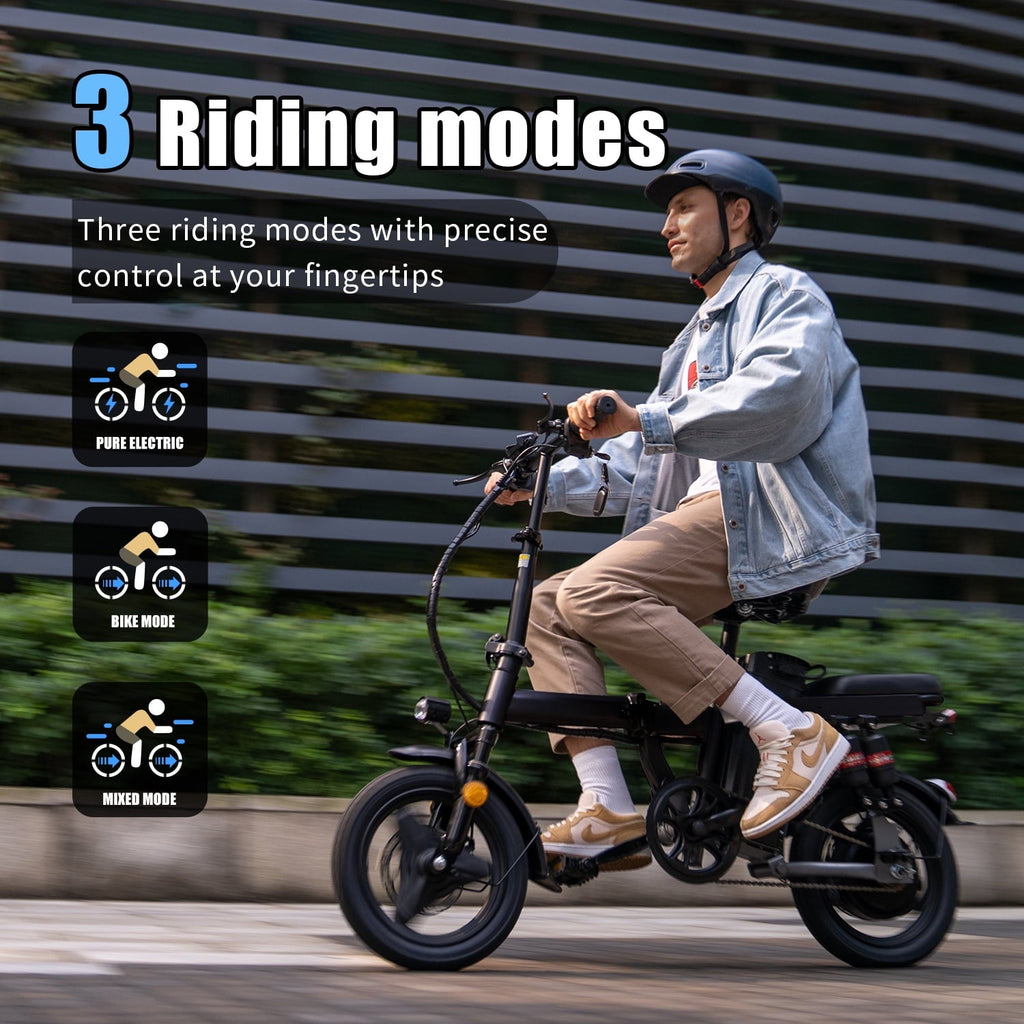 Electric Bike for Adults,  Electric Bicycle with 48V Removable Battery,14 Folding Ebike, 20MPH,30+ Miles(MAX),500W High Motor,Multi-Shock Absorption,UL 2849,Commuting Mini E Bikes