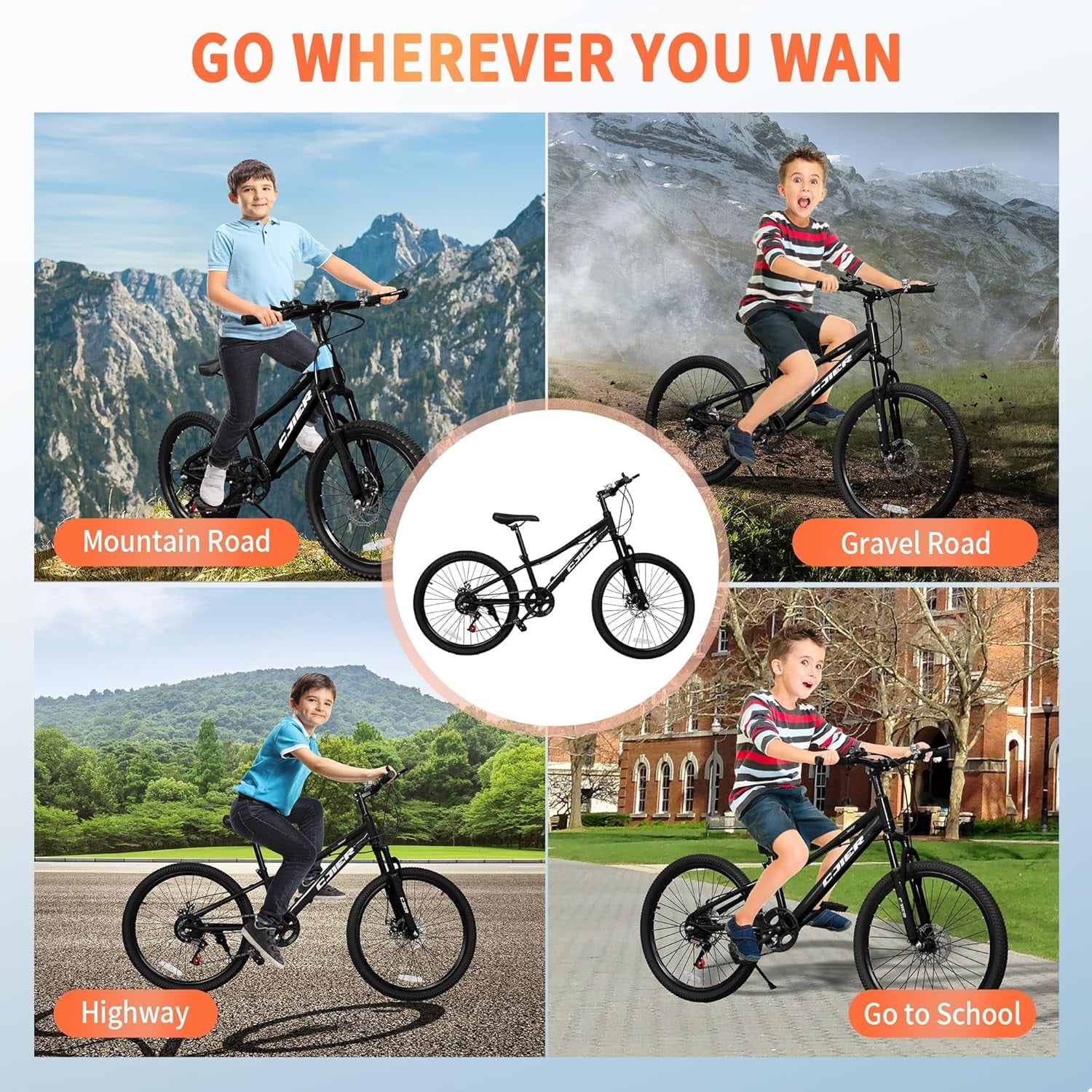DEYGIA 20 Inch Kids Mountain Bike, Bikes for Boys, 7-Speed with Front Suspension, Dual Disc Brakes & Knobby Tires for Ages 6-14, Multi Color