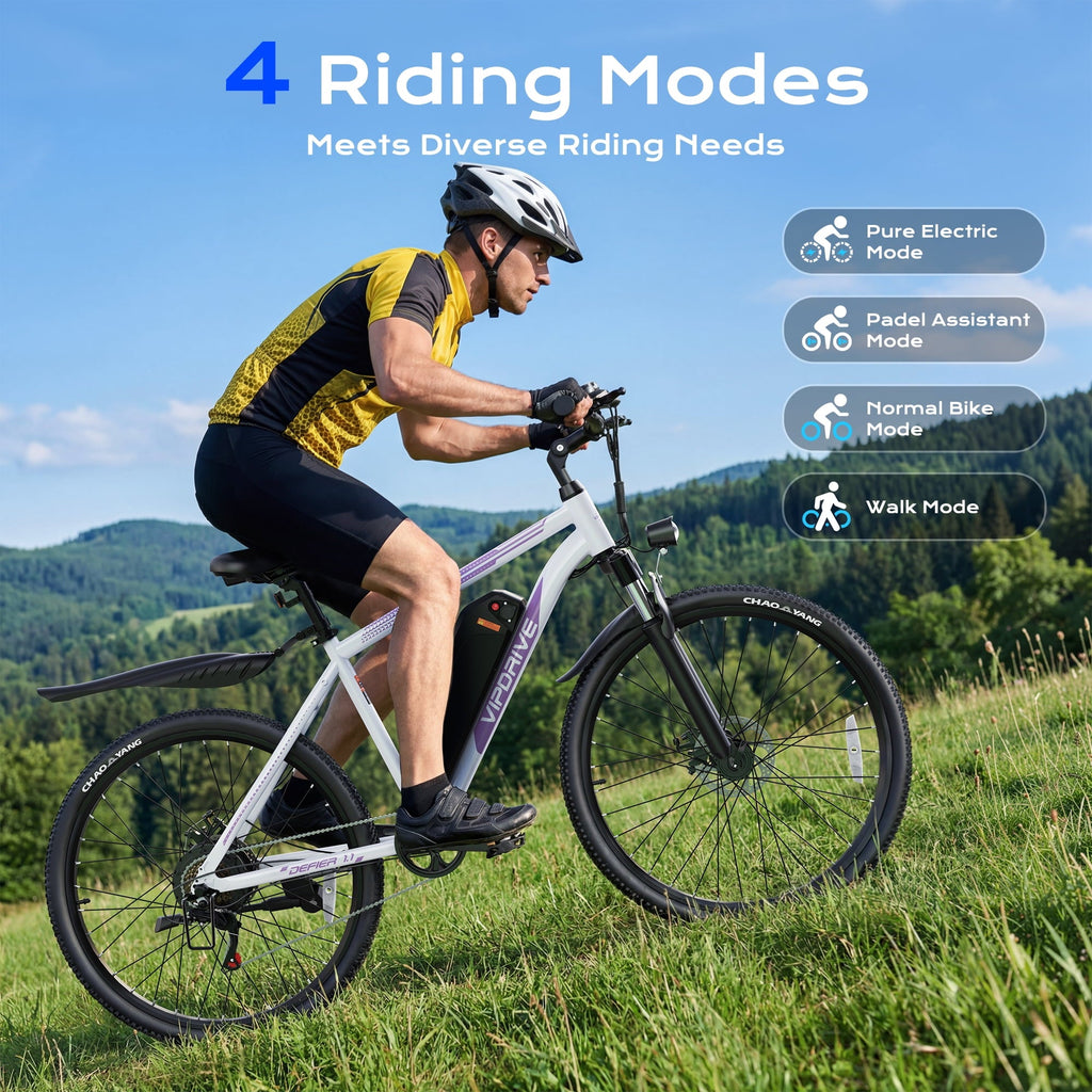 VIPDRIVE Electric Bike for Adults, 26'' 750W Peak Ebike, 48V 7.8AH Removable Battery .Up to 40 Miles 20MPH Electric Mountain Bike .Front Fork Suspension .UL2849