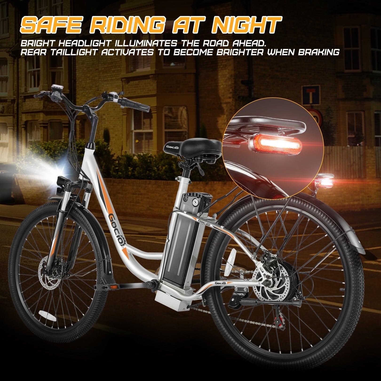 Gocio 26 Electric Bike for Adults, 750W Peak Motor Commuter E-Bike, 48V 7.8Ah Battery, 7-Speed, UL2849