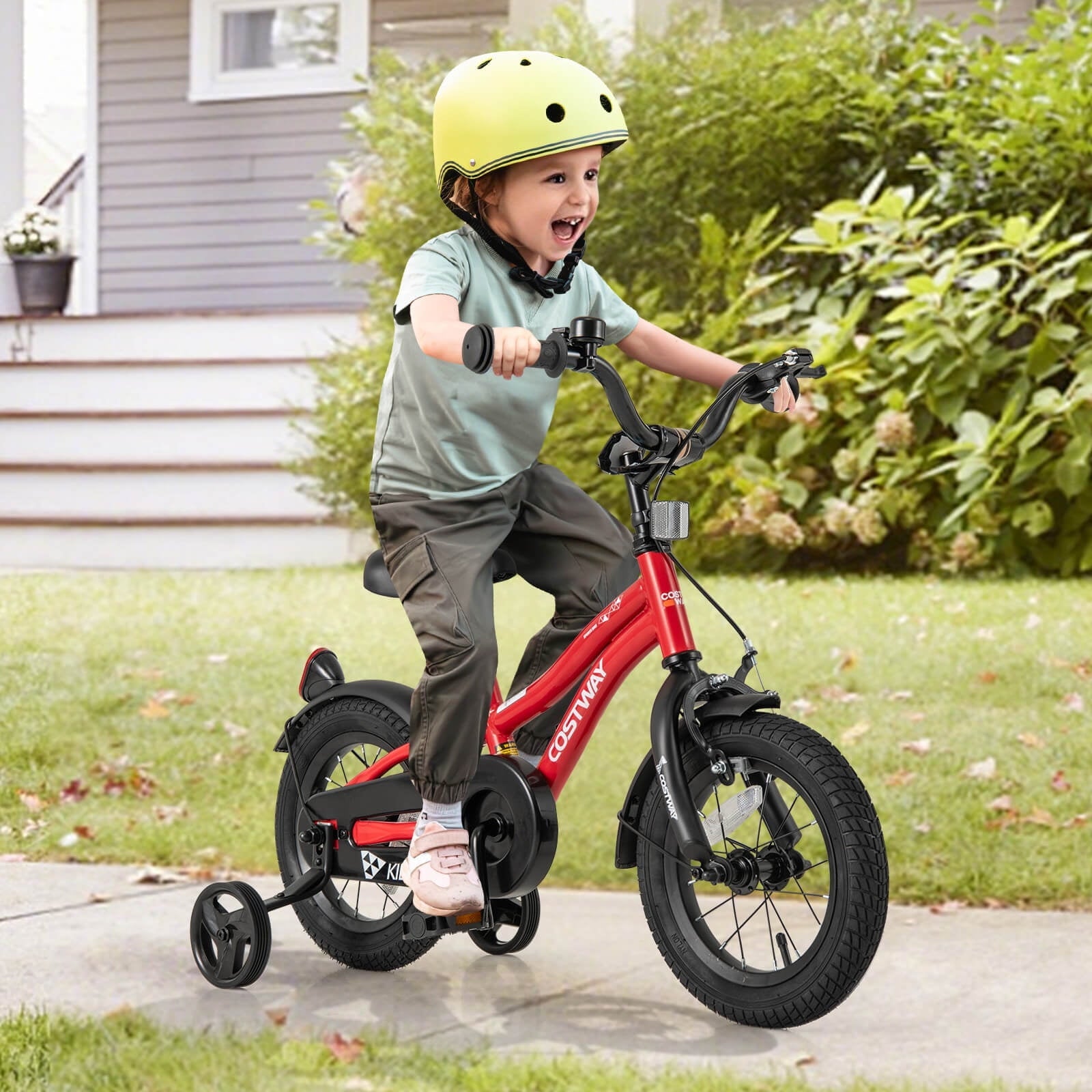 Costway 12 Kids Bike for 3-4 Years Old Boys & Girls with Adjustable Seat Handbrake Reflectors Blue