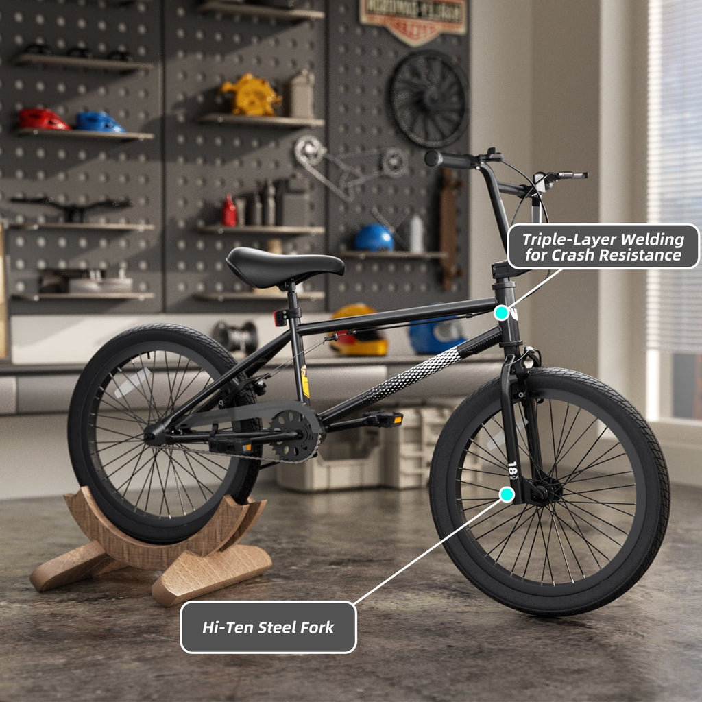 KORIMEFA Freestyle Kids BMX Bikes 18 20 Inch Kids Bicycles for Years Old Boys Girls Teen with Adjustable Seat and Handbrake, for Kids 8-12 Beginner-Level to Advanced Rider