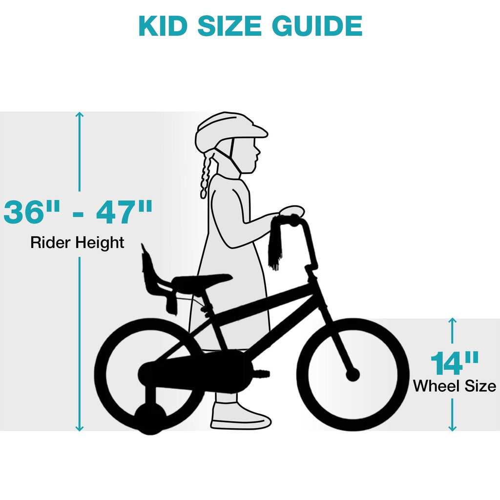 Hykolity 14 inch Girls Bike Princess Bicycle for Age 3-5 Years Old Rider Height 35-47 inch includes Training Wheel Basket Doll Seat Aqua Blue