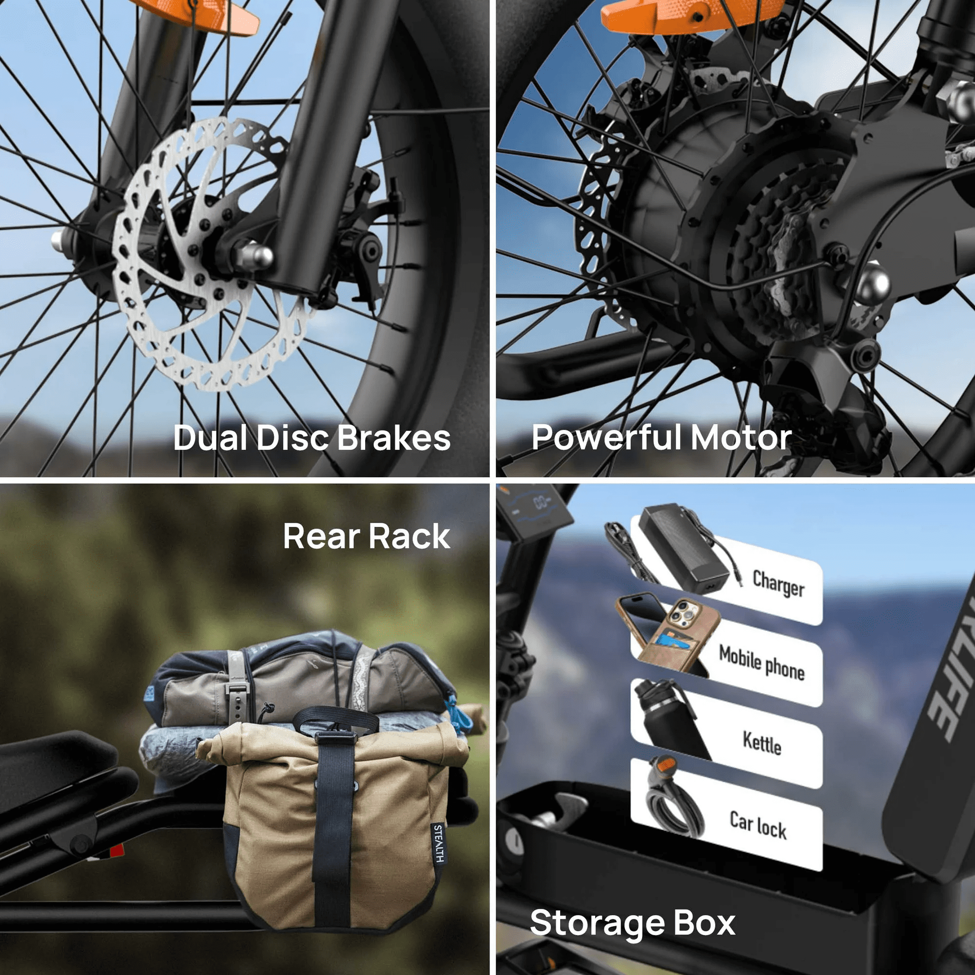 URLIFE 1500W Electric Bike for Adults,204.0 Fat Tire Ebike,48V 15.6Ah Removable Battery,7-Speed E-Mountain Bikes,All-Terrain Off-Road Electric Bicycle,UL2849 Certified(Black)