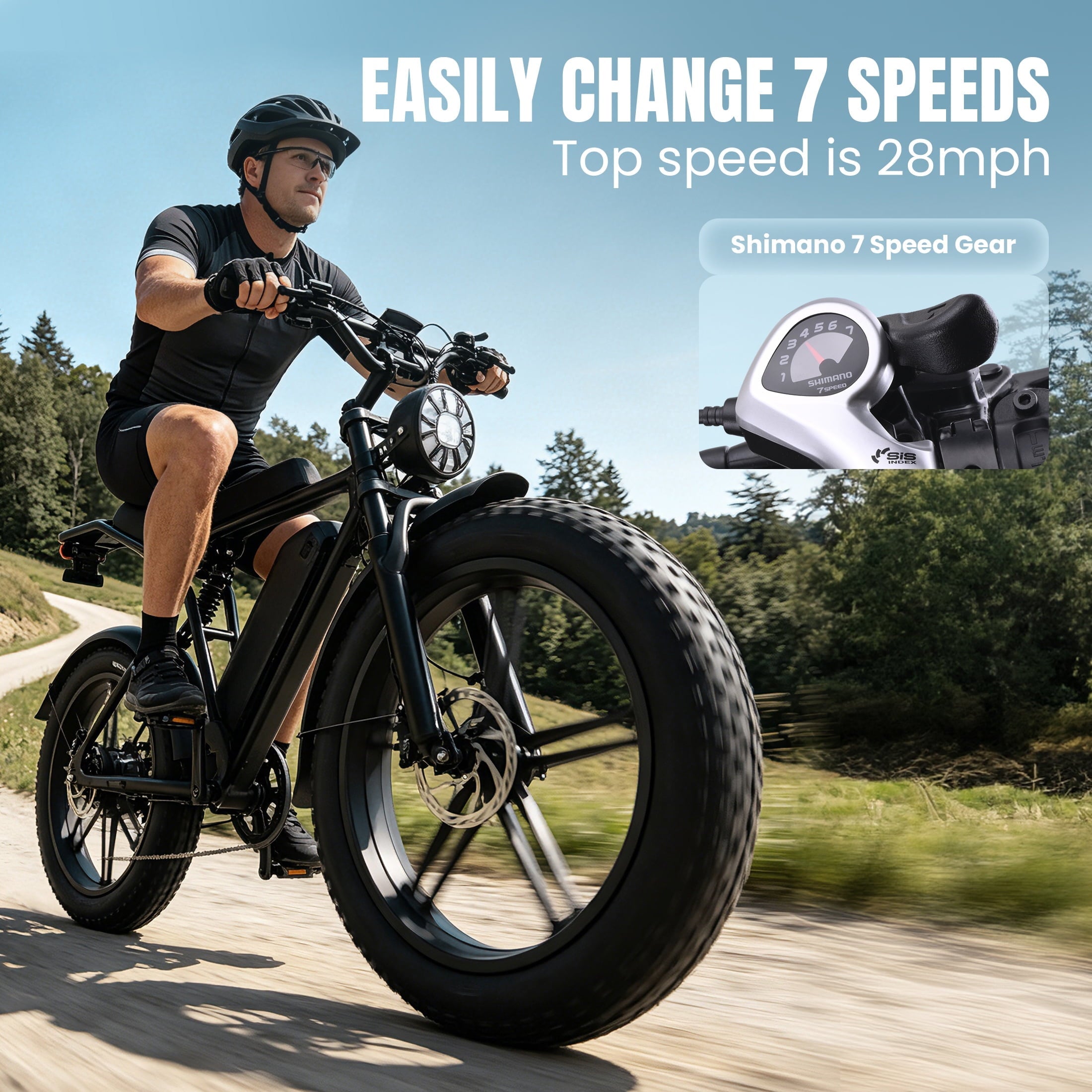 Pescroa E-Bikes for Adults, 1500W Peak Motor Electric Bike for Adults, 20 Fat Tire Electric Bike with 70-100 Miles, 7-Speed Electric Mountain Bike