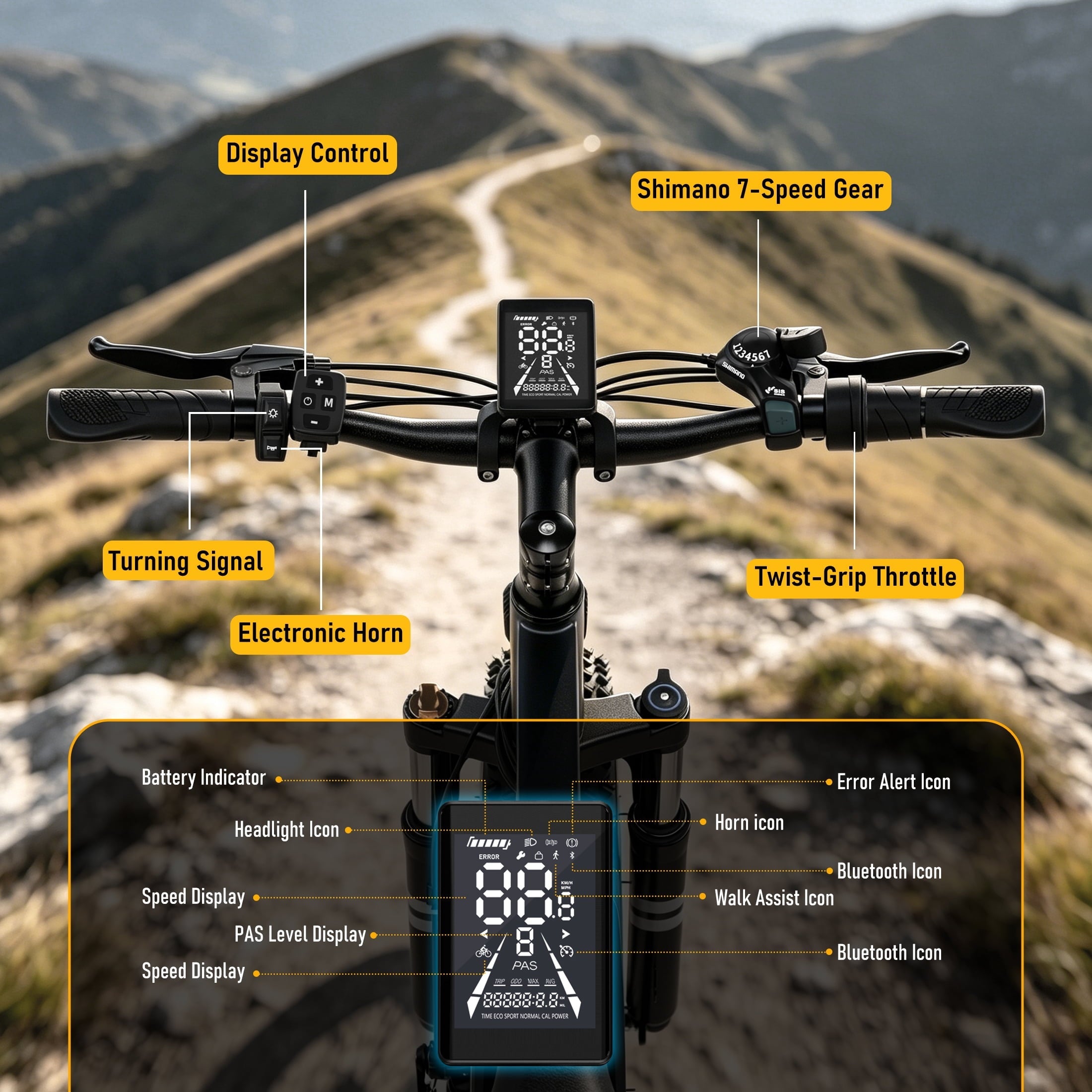 AMYET 1000W Electric Bike, 20 Fat Tire Ebike 28MPH 48V 15Ah E-Mountain Bicycles UL2849 Black
