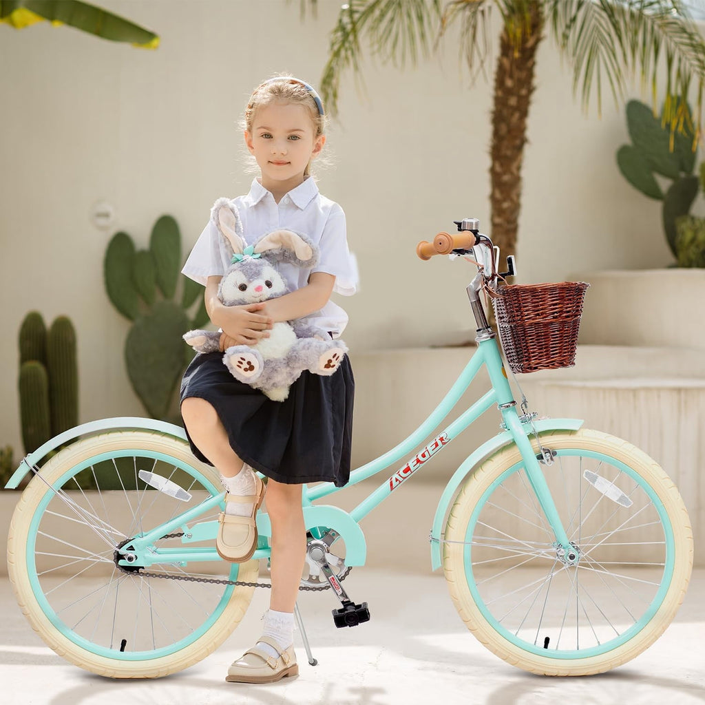 ACEGER 16 Inch Girls Bike with Basket, Purple, Training Wheels, Ages 4-8