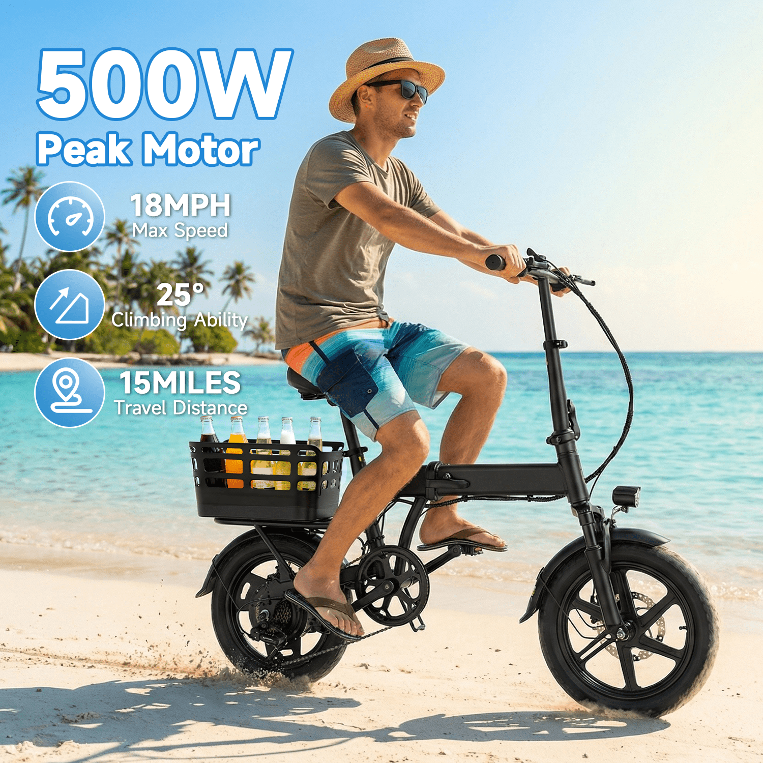 BroPath Electric Bike for Adults, 14 Folding Ebike, Electric Bicycle with 576WH Battery, 21MPH,20+ Miles(MAX),450W High Motor,Multi-Shock Absorption,Commuting Mini E Bikes,UL2849,Ebike for Teens