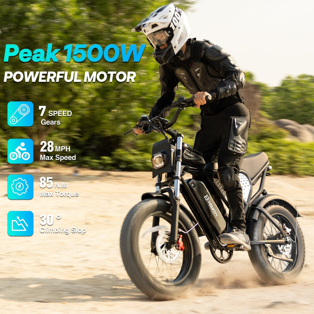 Peak 1500W Electric Bike for Adults,48V 20Ah,Max 80miles & 28mph Electric Bicycle, 20 Fat Tire Full Suspension Mountain Bike UL2849