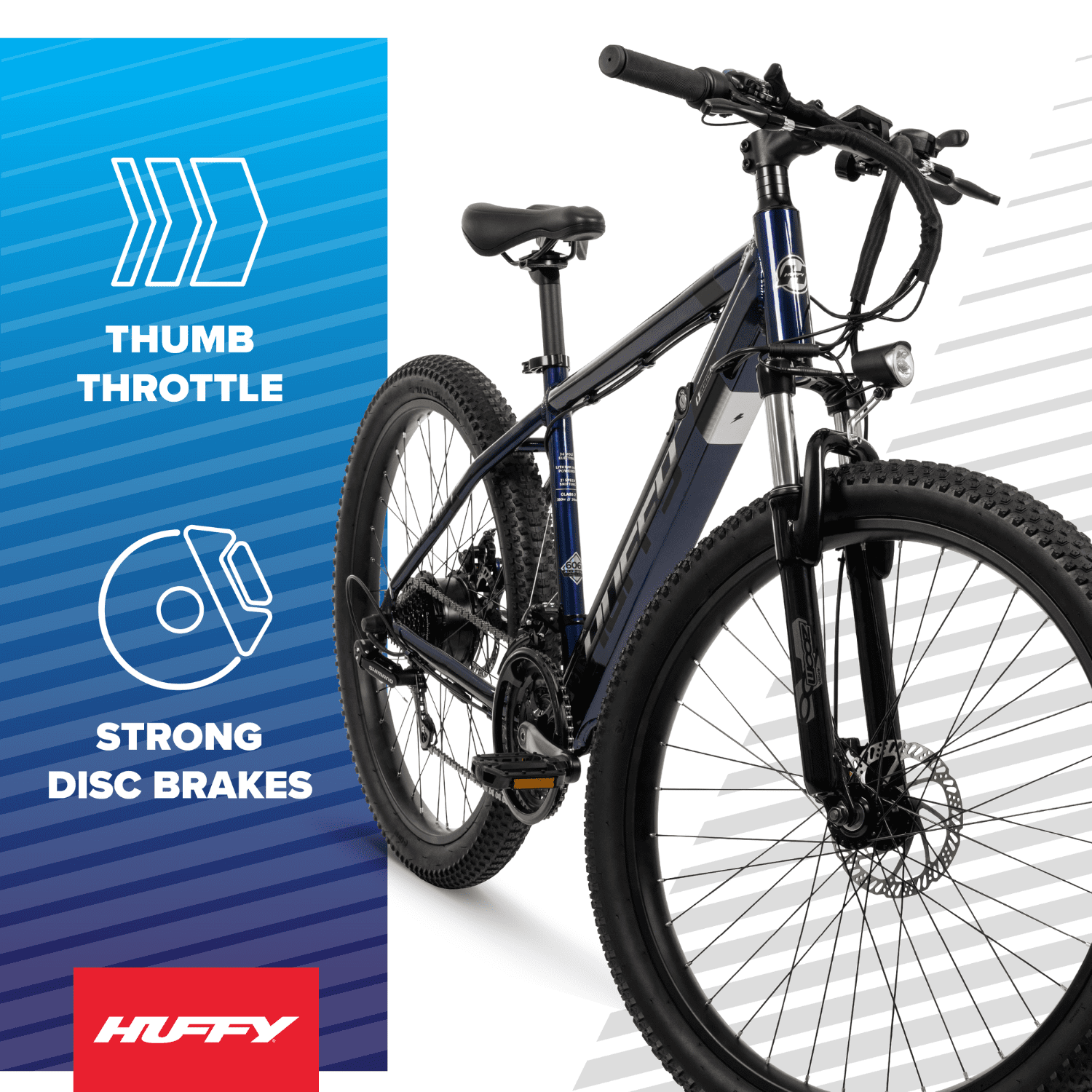 Huffy 27.5 Vertis 36V Electric Mountain Bike, Fits Riders 60+, Gray, Adult, Unisex