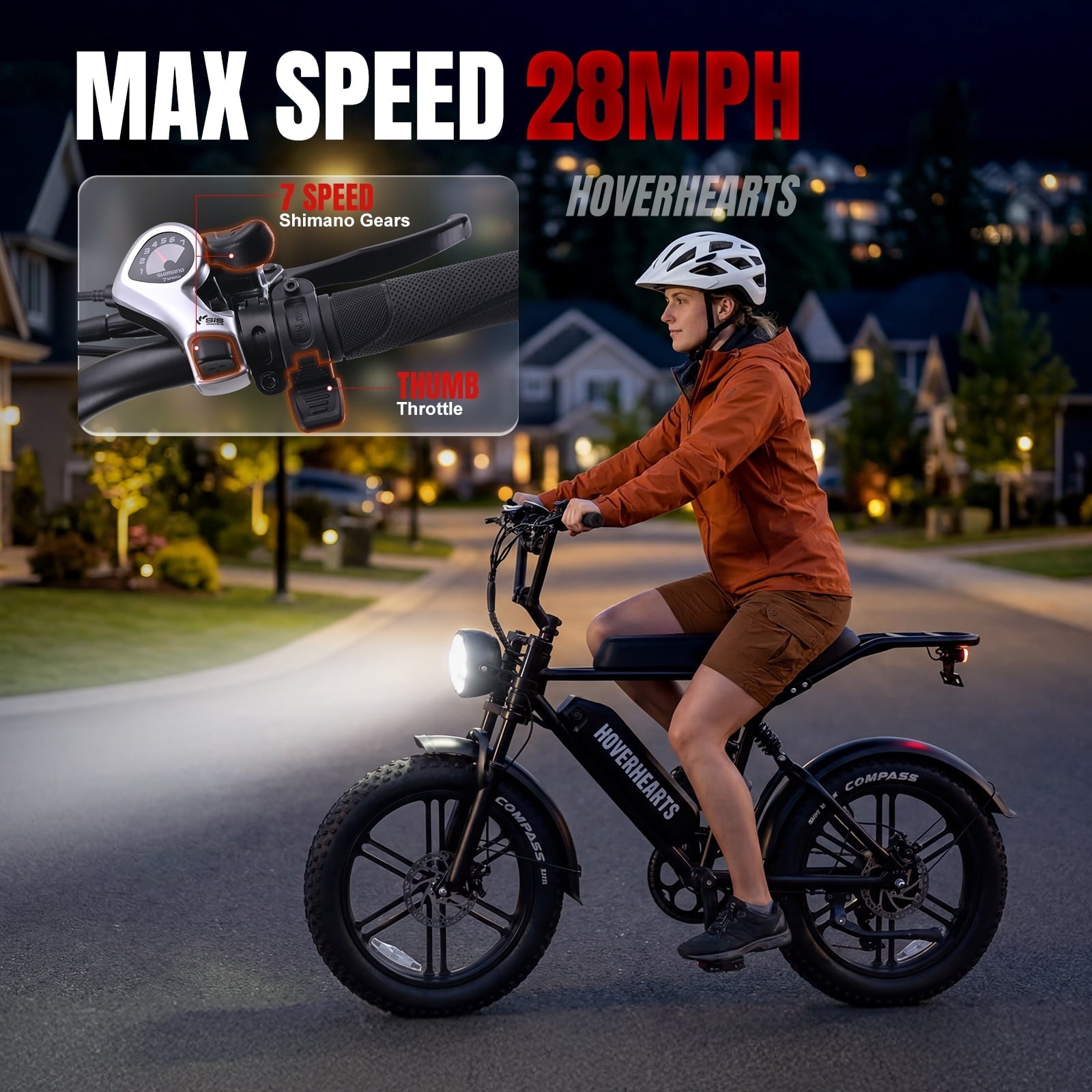 Electric Bike for Adults, 20 x 4” Fat Tire Electric Bicycle, 1500W Peak Motor 60 Miles, 48V 15Ah Removable Battery & 7 Speed Electric Mountain Bike , UL2849