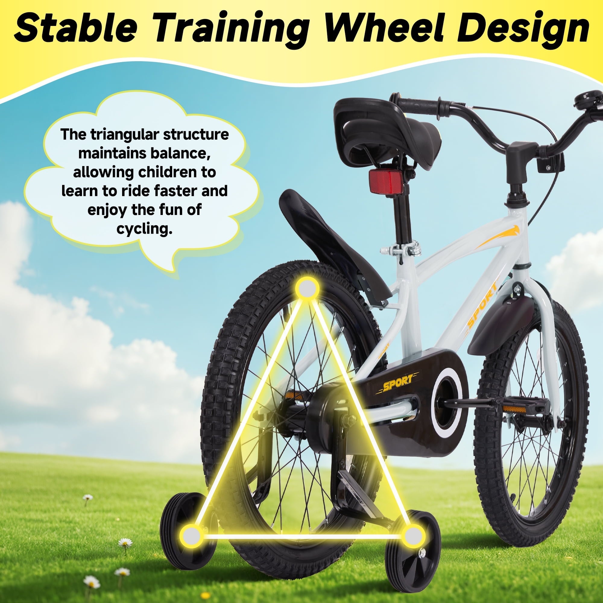Naipo 16 Inch Kid Bikes for Boys and Girls Kid Bicycles with Kickstand and Training Wheels Boys Bike Gray-Orange