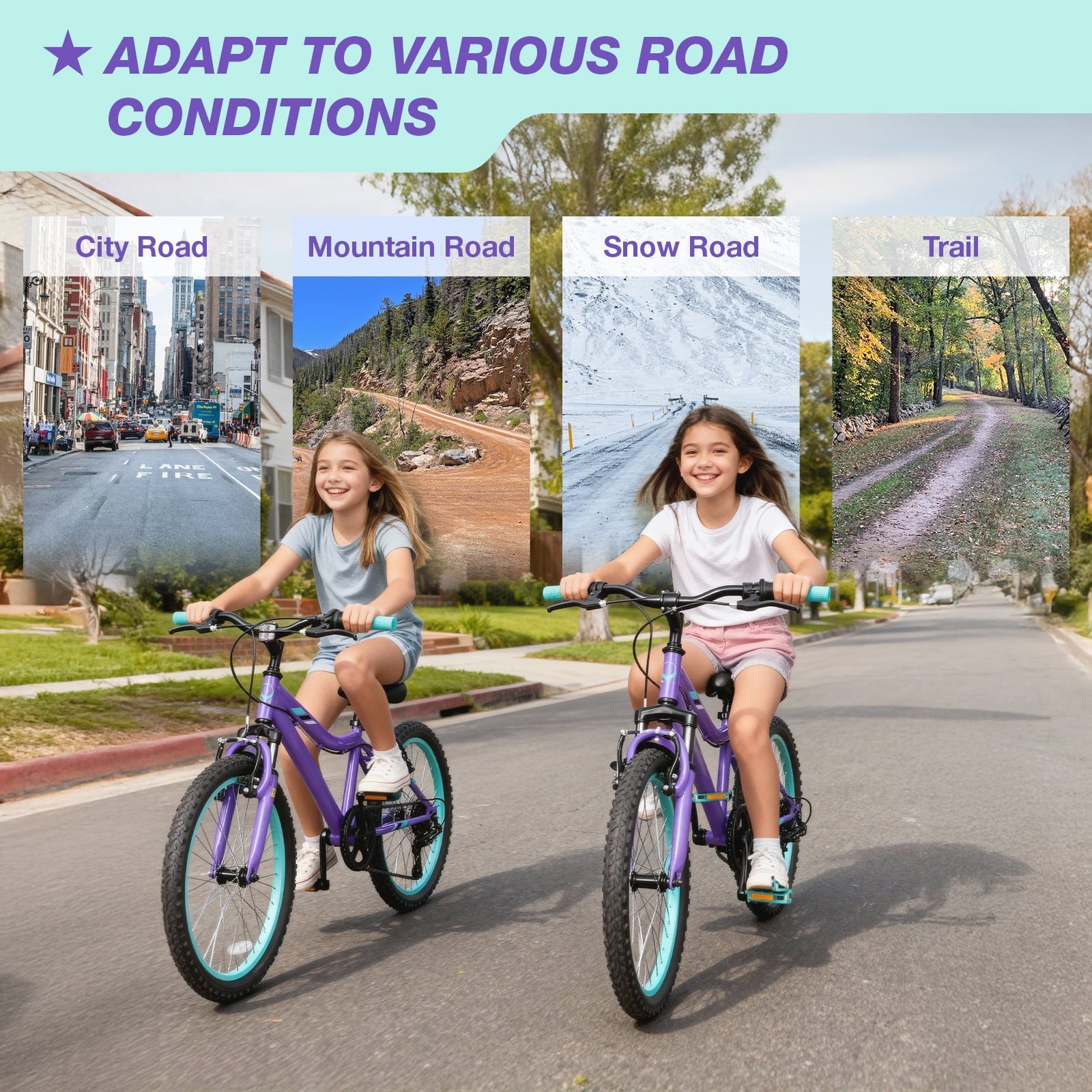 Hykolity 24 inch Kids Mountain Bike,7 Speed Kid Bicycle Age 8-14 Year Old with Front Suspension Fork,Adjustable Seat Height,High-Carbon Steel,Purple