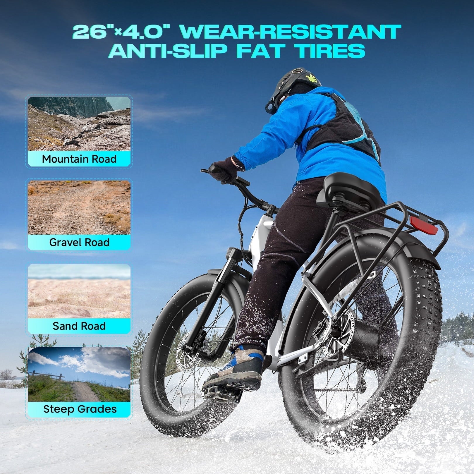 Gocio UL2849 Certified 26x4.0 Fat Tire Electric Bike for Adults, 1500W Peak Motor, 48V 15Ah Battery, 25MPH Max Speed, Off-Road Mountain E-bike