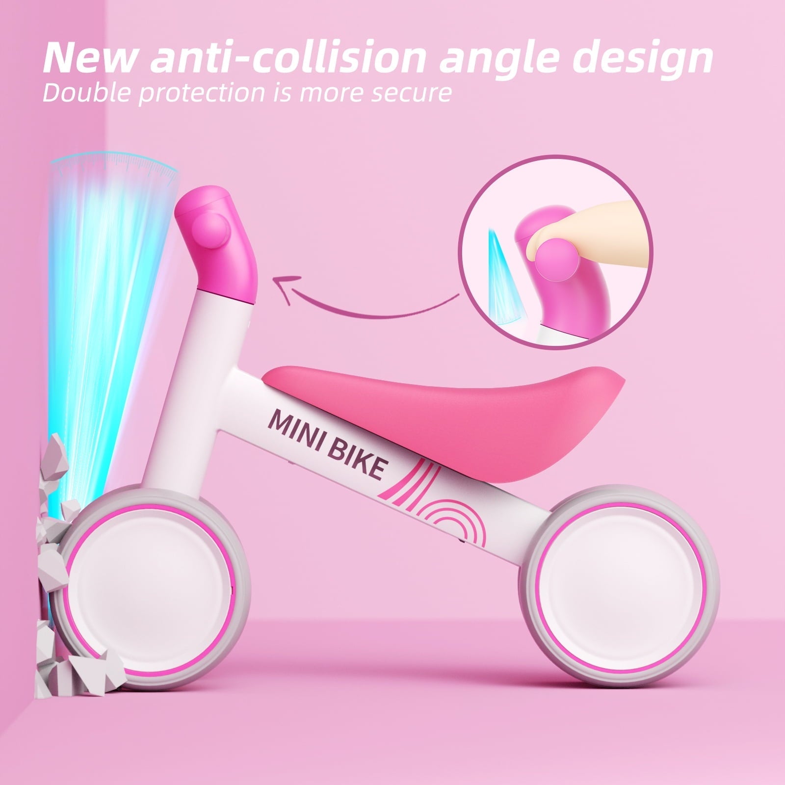 GLAF Baby Balance Bike for 12-36 Months , Toddler balance bike with 4 Wheels , Indoor & Outdoor Bike Riding Toy, First B-day Gift