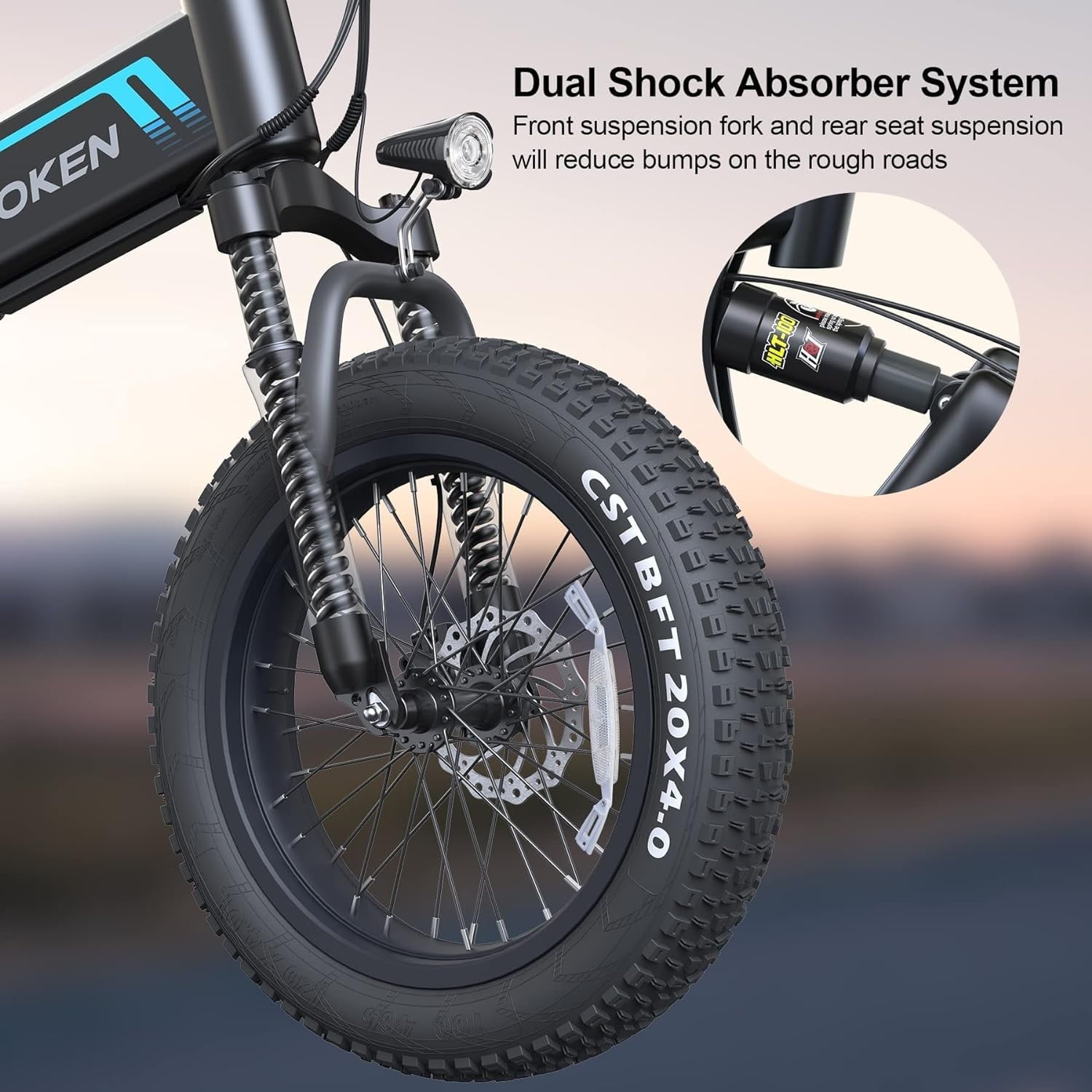 Wooken 20X4.0 Fat Tire Electric Bike for Adults, 500W Foldable Electric Bicycle with 48V 10Ah Built-in Battery, Shimano 7 Speed, Dual Shock Absorber
