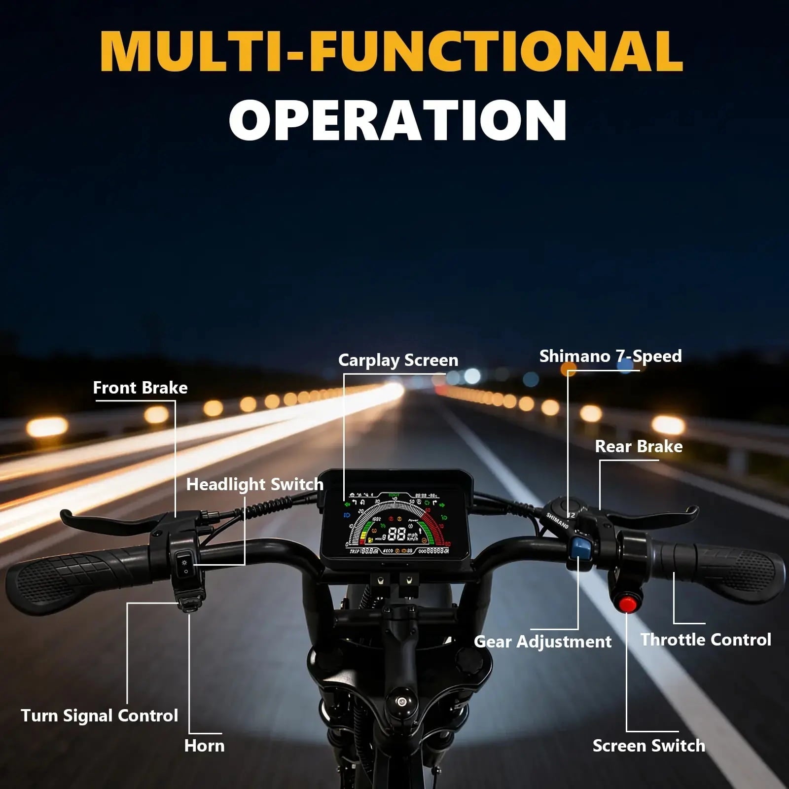 Apenet Electric Bike for Adults,1500W Peak Motor Fat Tire E-Mountain Bicycle with Wireless Carplay & Android Auto,UL2849