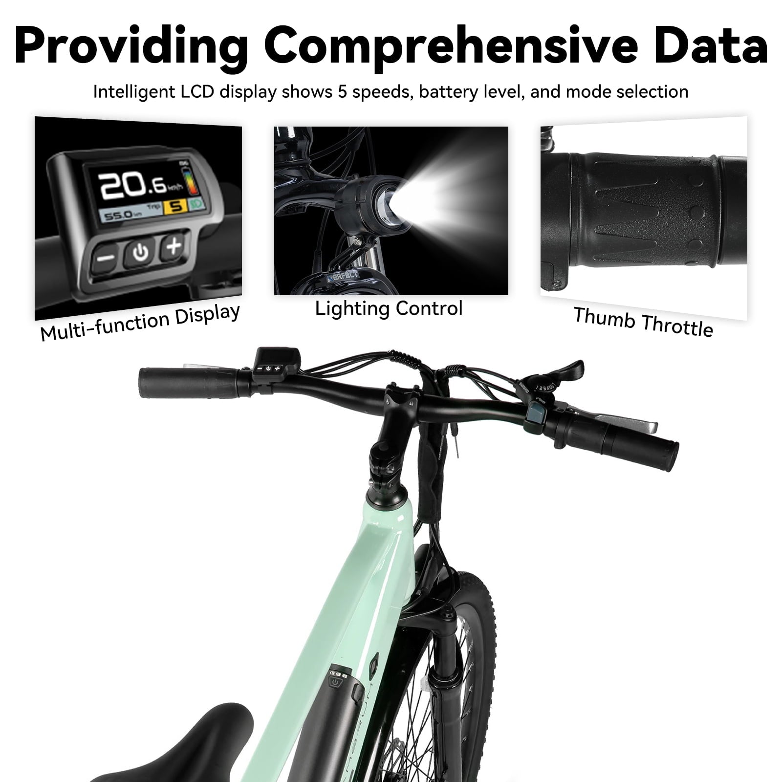 HILAND 26 Electric Bike for Adults with 500W Brushless Motor, 40Miles 20MPH Electric Mountain Bike with 36V 7.8AH Removable Battery UL2849,Green