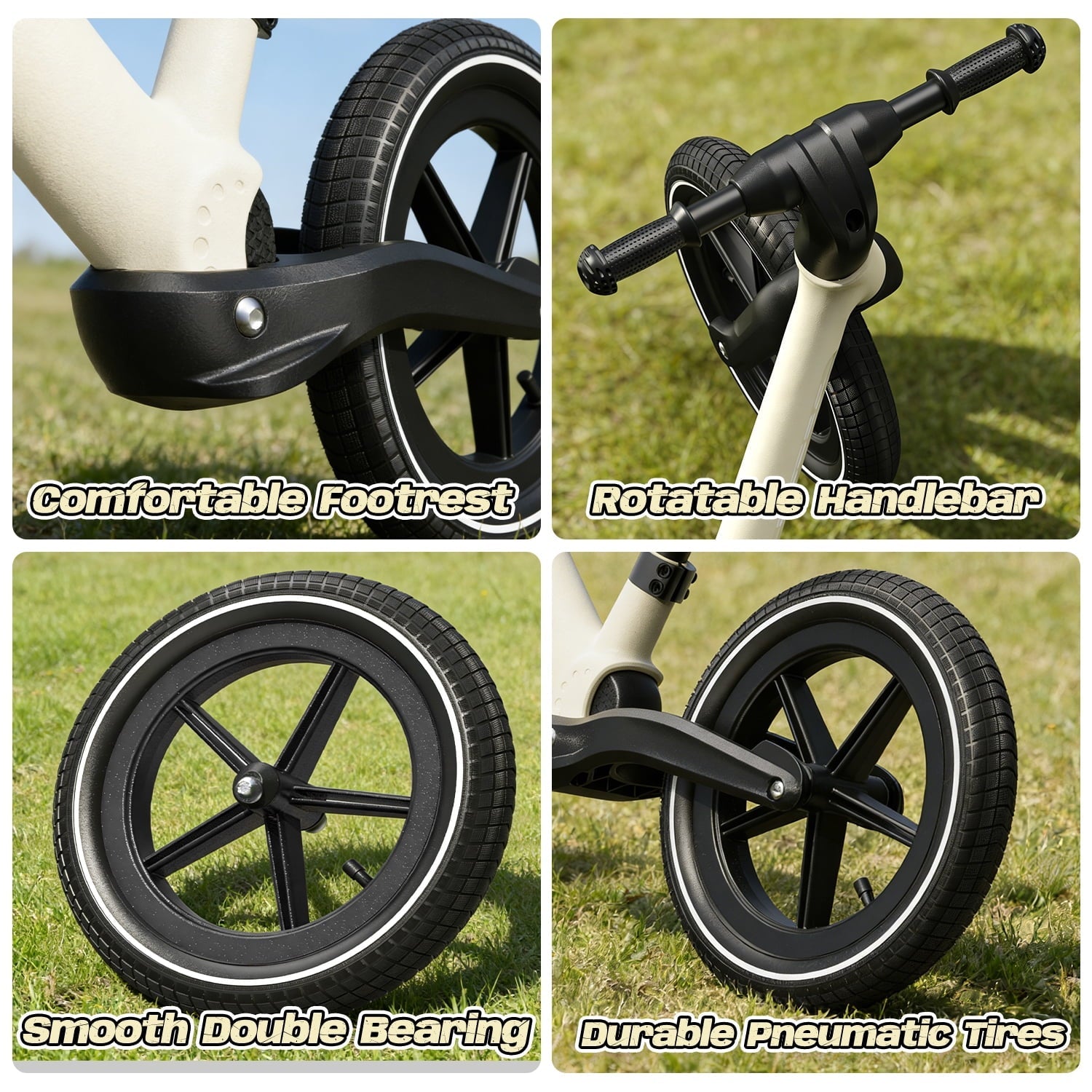 JoyStone 14 Inch Balance Bike for Kids, Toddler Balance Bike with Air Rubber Tires, Adjustable Seat, Lightweight No Pedal Training Bicycle, Gift Bike for 2-6 Boys Girls, Black