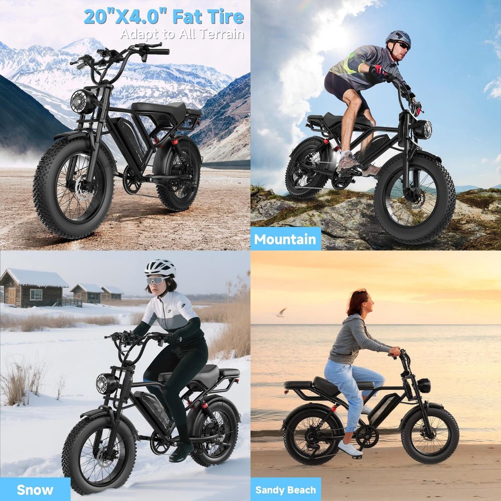 Electric Bike for Adults 20 X 4.0 Fat Tire, 750W Off-Road E Bike, E-Mountain Bike 48V 18AH UL2849