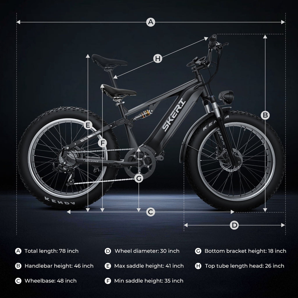 Skeri Electric Scooter Bike for Adults, 26x4 Fat Tire Full Suspension E-Mountain Bicycle,750W (Peak 1200) Motor 48V 20Ah 7-Speed Ebike UL2849