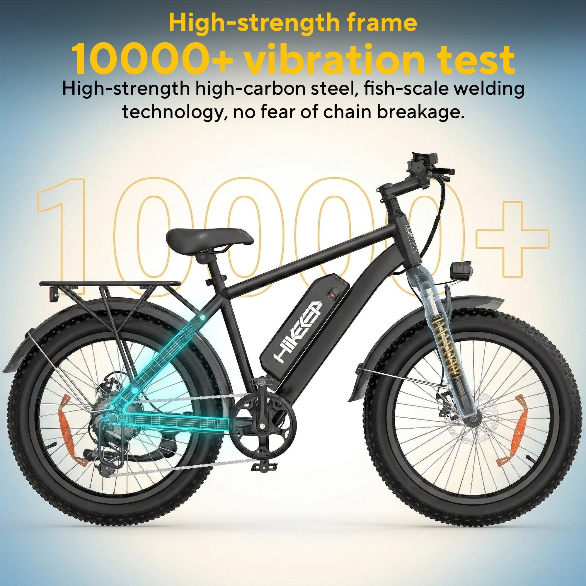 750W 1500W Electric Bike for Adults, 48V 15.6Ah Removable Battery, 26x4 Fat Tire Ebike, 7 Speed Shimano, Rear Rack, UL2849, Black