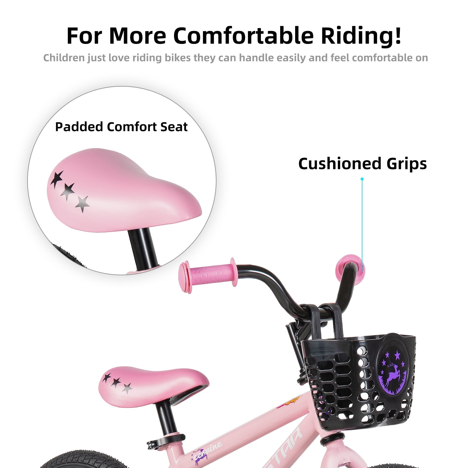 JOYSTAR Cervine 14 inch Kids Bike for Boys and Girls, Children Bicycle in Pink
