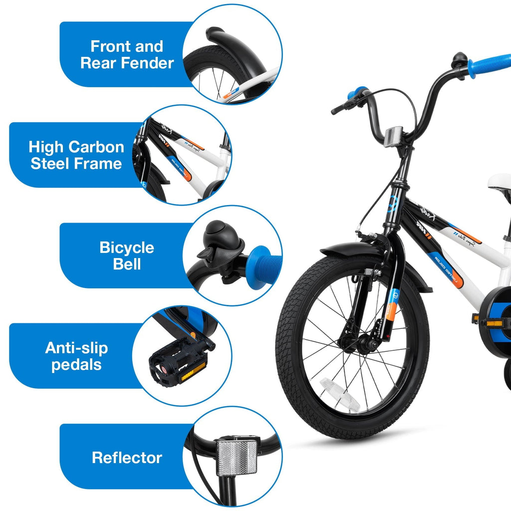 Hykolity Kids Bike, 16 Inch Children Bicycle for Boys & Girls Ages 4-6 Years Old, Rider Height 38-48 Inch, Sport Bike BMX Freestyle Handlebar Black Green